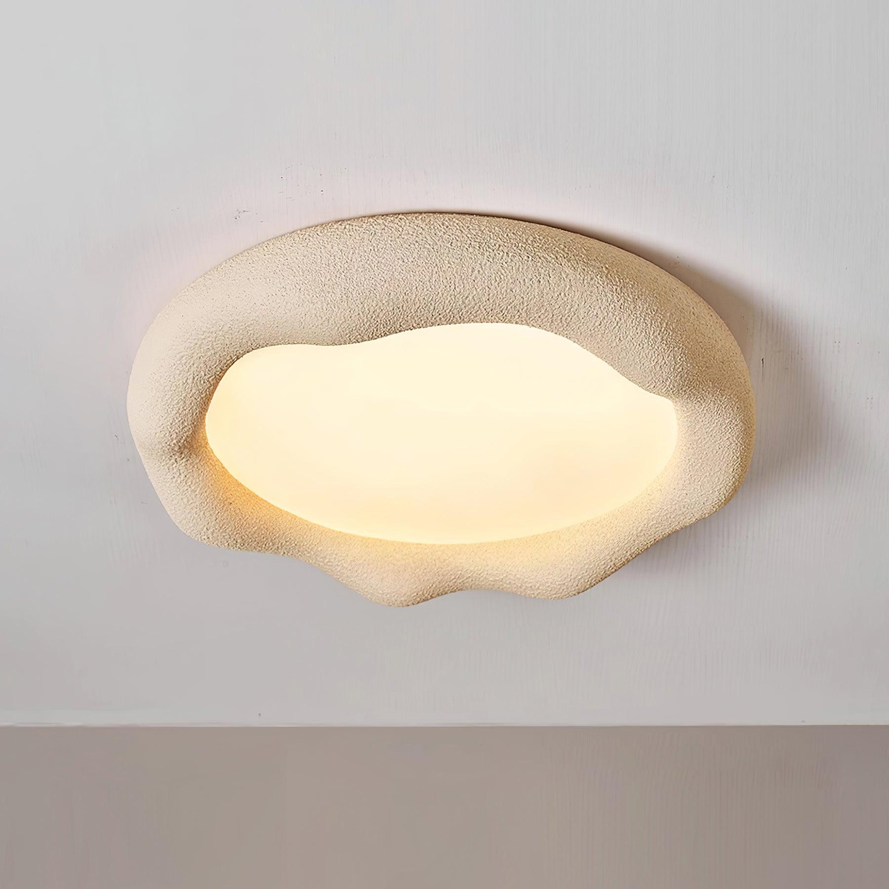 Ceiling Light Organic Resin and Fiberglass Fixture in Beige