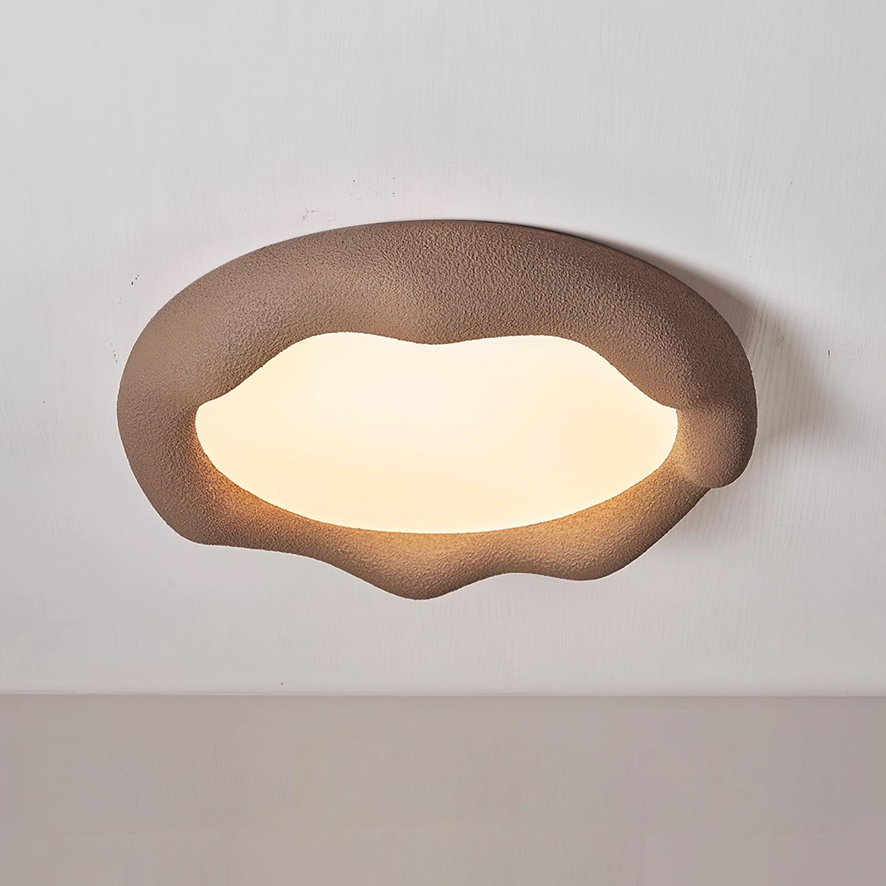 Ceiling Light Organic Resin and Fiberglass Fixture in Beige