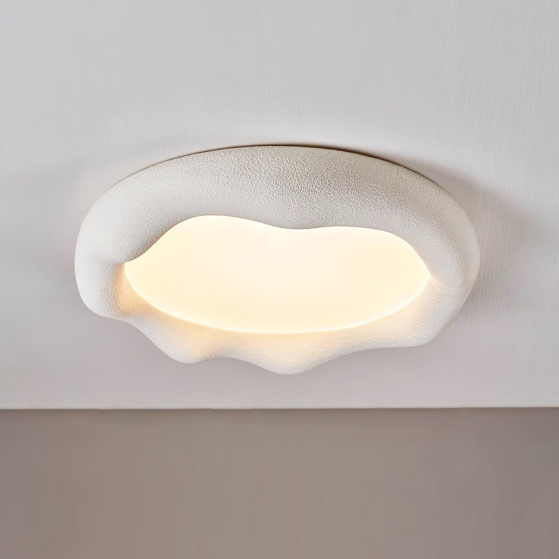 Ceiling Light Organic Resin and Fiberglass Fixture in Beige