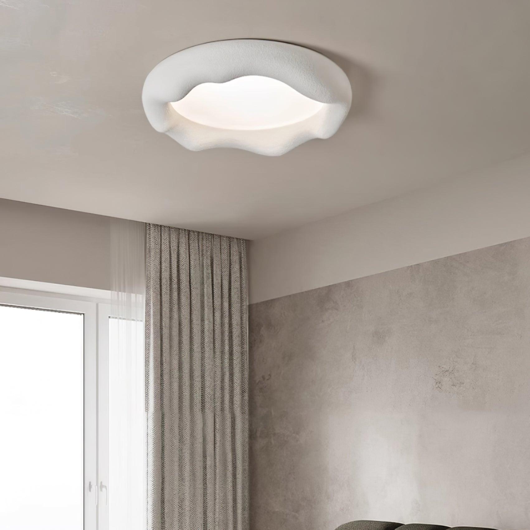 Ceiling Light Organic Resin and Fiberglass Fixture in Beige