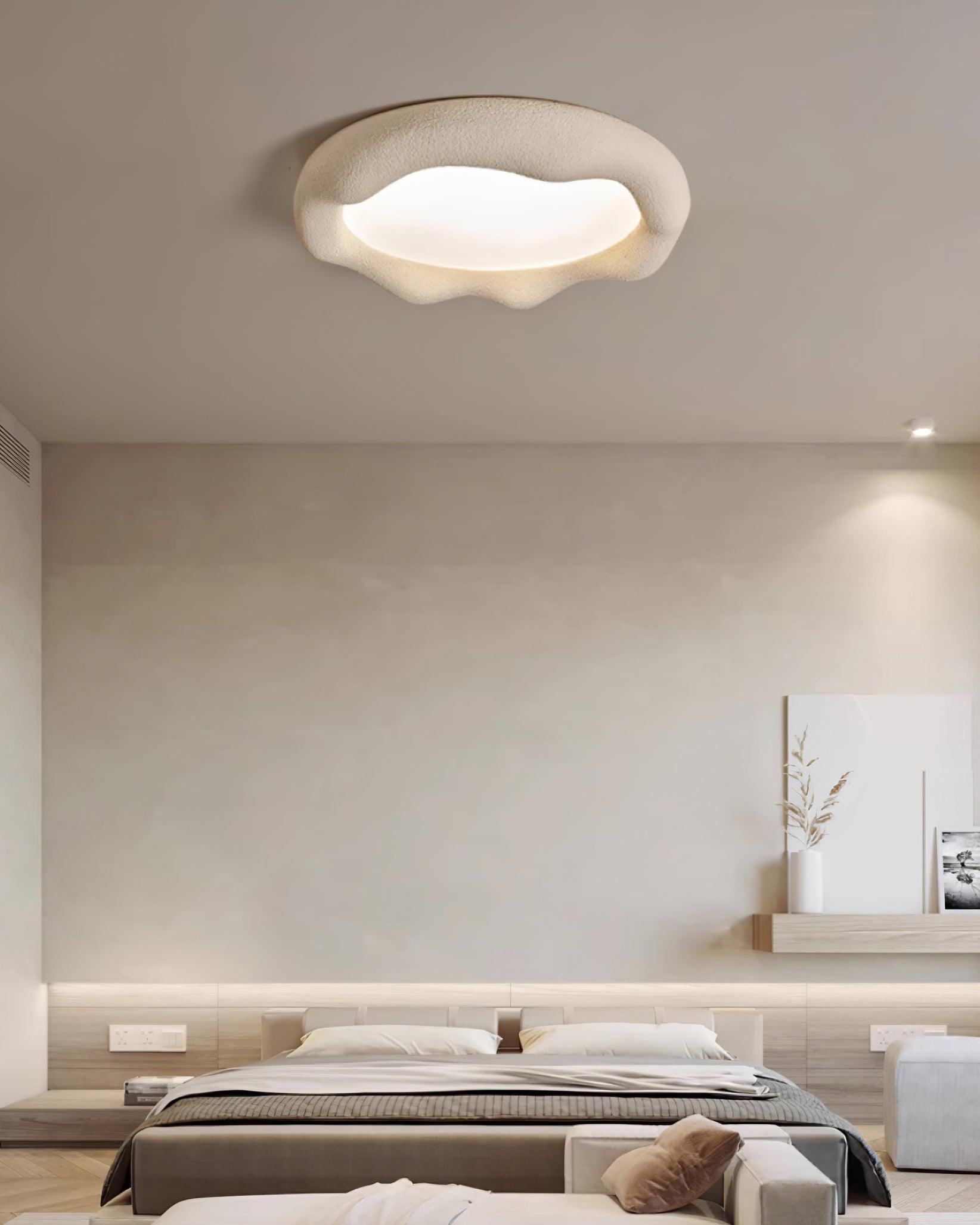 Ceiling Light Organic Resin and Fiberglass Fixture in Beige