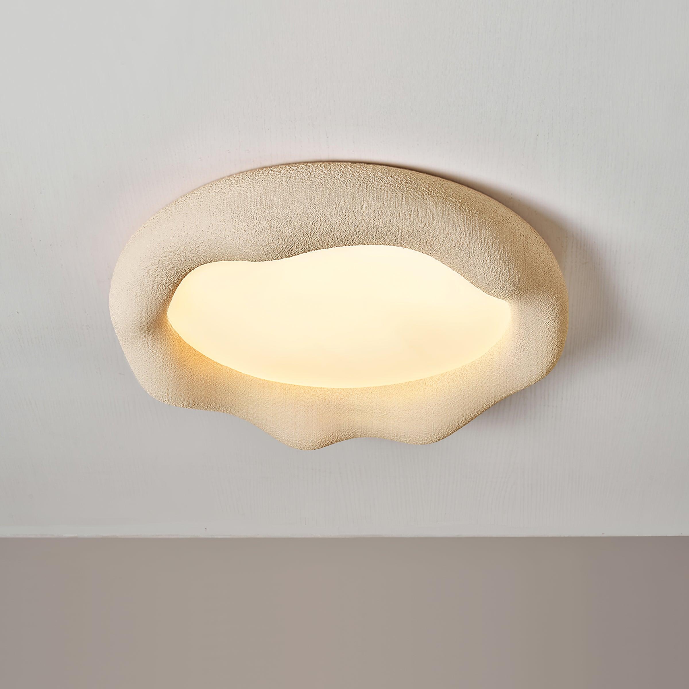 Ceiling Light Organic Resin and Fiberglass Fixture in Beige