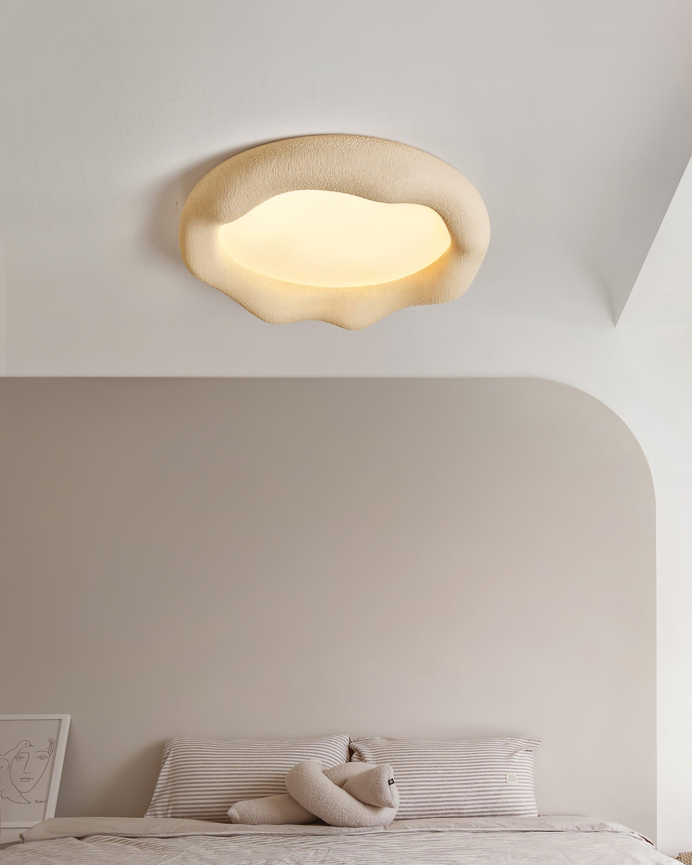 Ceiling Light Organic Resin and Fiberglass Fixture in Beige