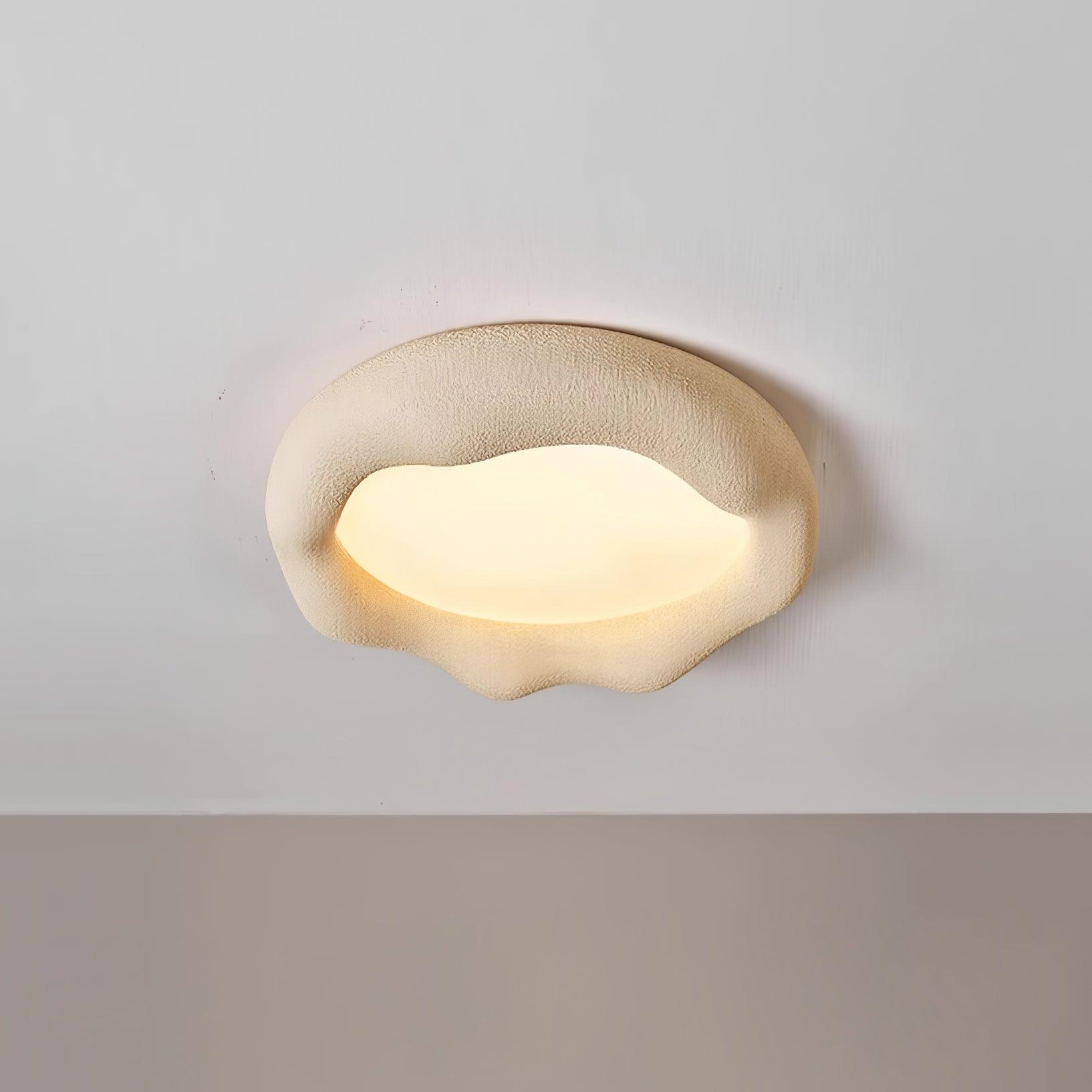 Ceiling Light Organic Resin and Fiberglass Fixture in Beige
