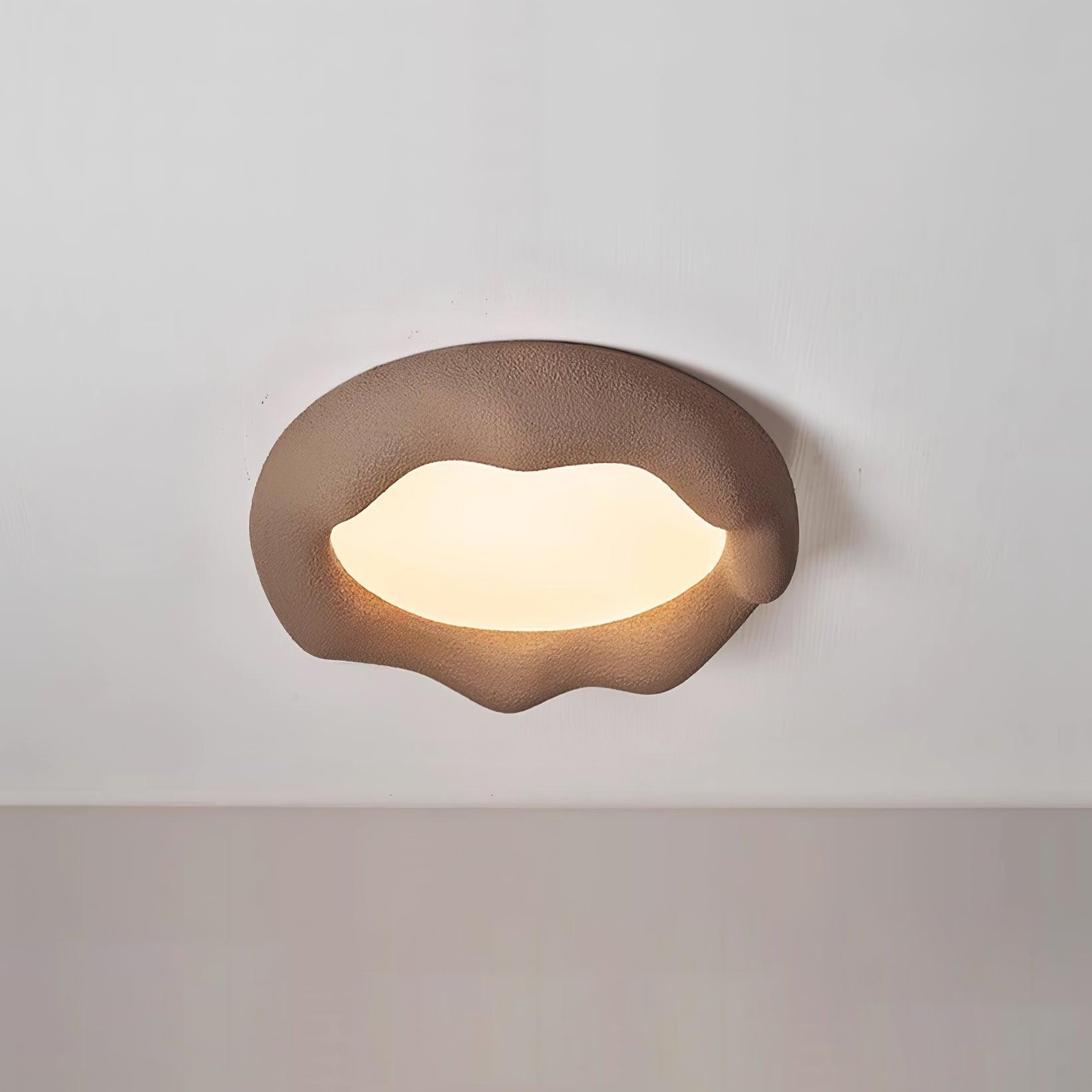 Ceiling Light Organic Resin and Fiberglass Fixture in Beige