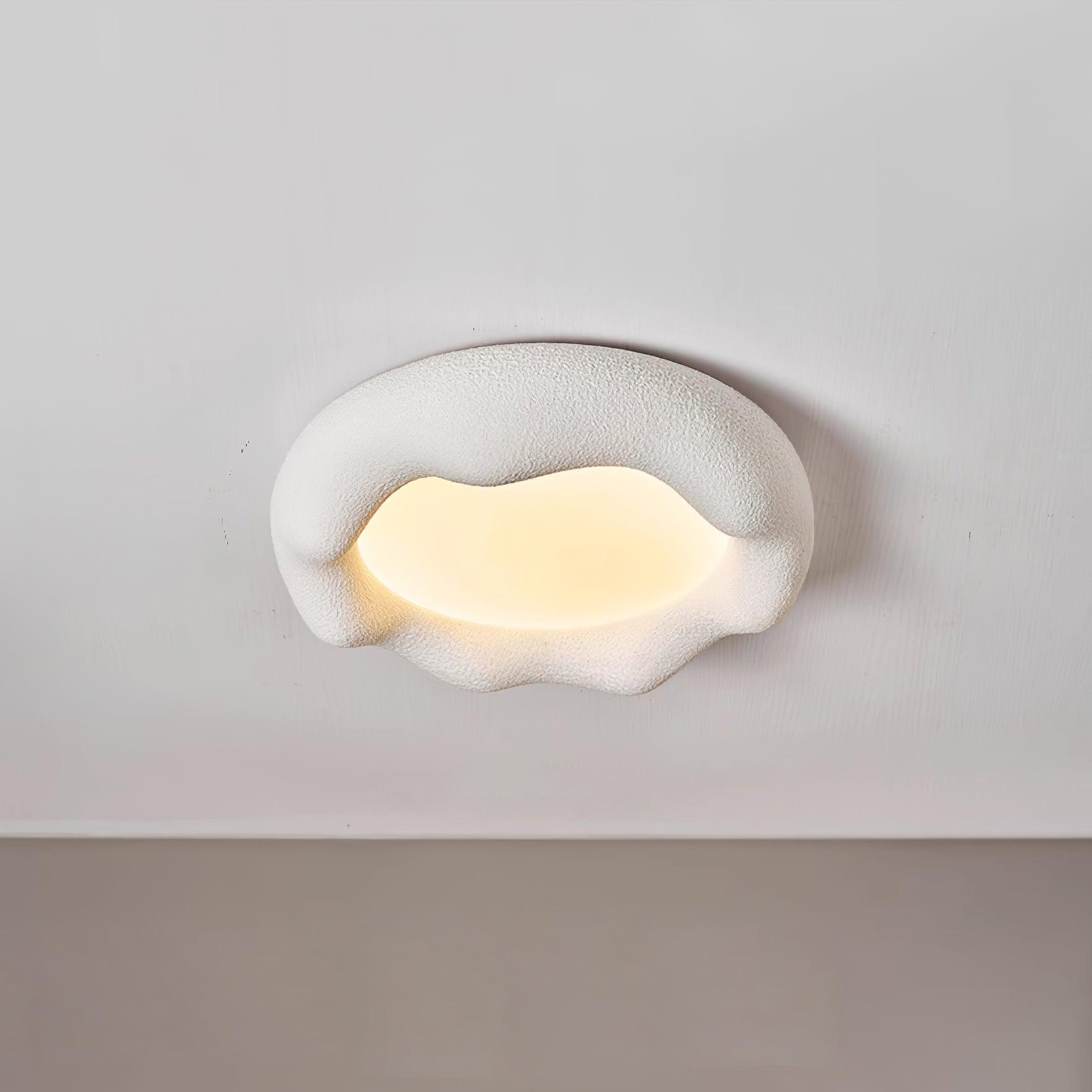 Ceiling Light Organic Resin and Fiberglass Fixture in Beige