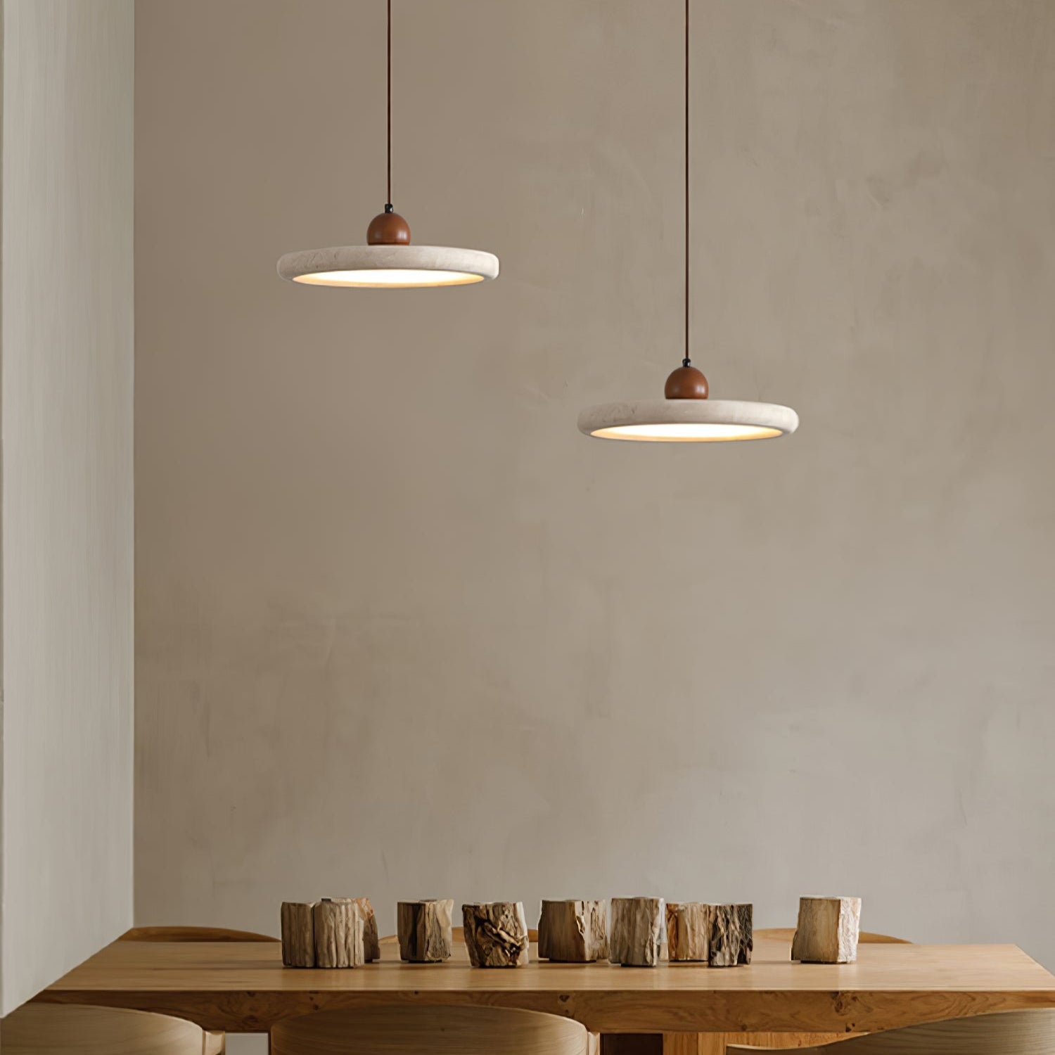 Eurliryra Disc Sphere Travertine Pendant Light-Neutral Decor