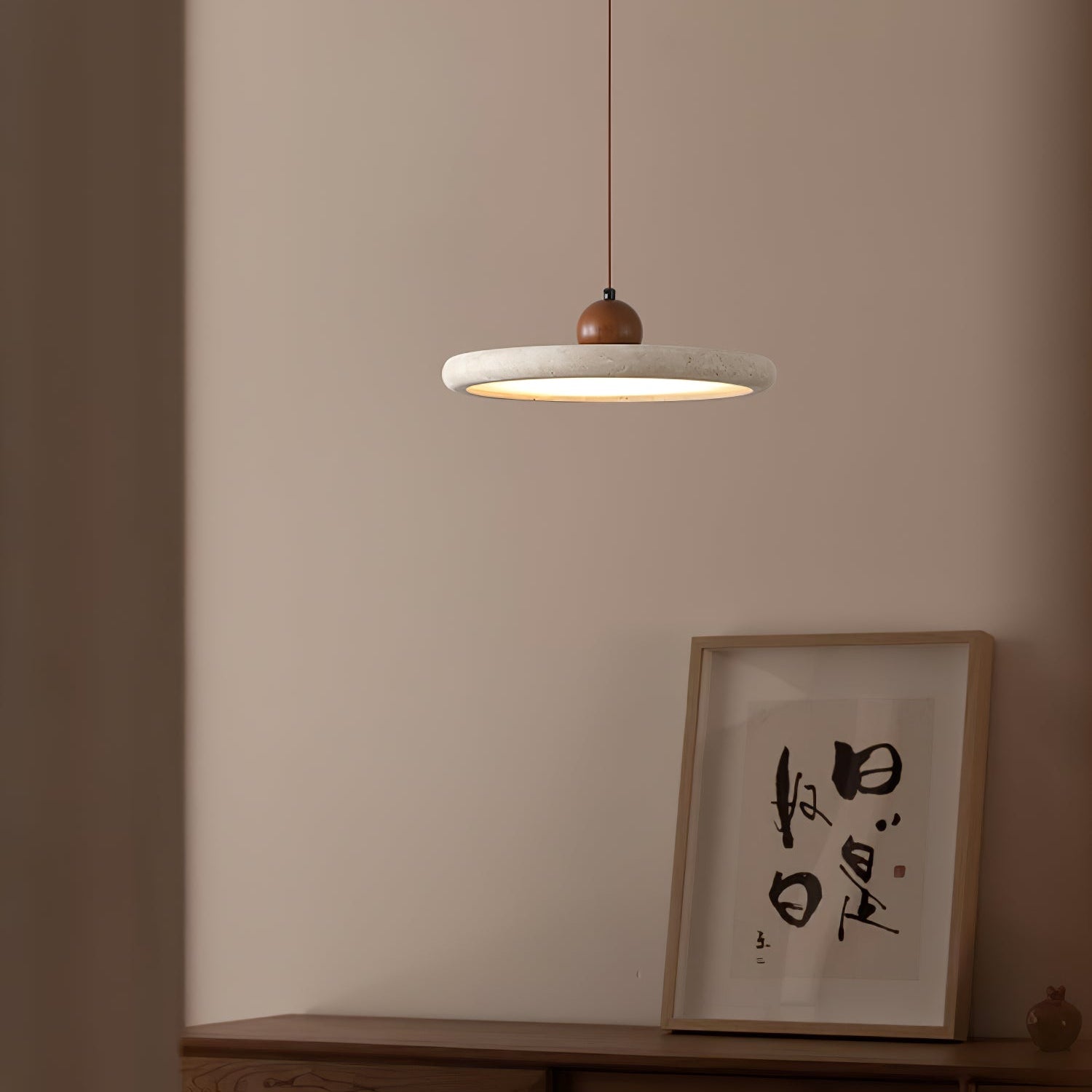 Eurliryra Disc Sphere Travertine Pendant Light-Neutral Decor