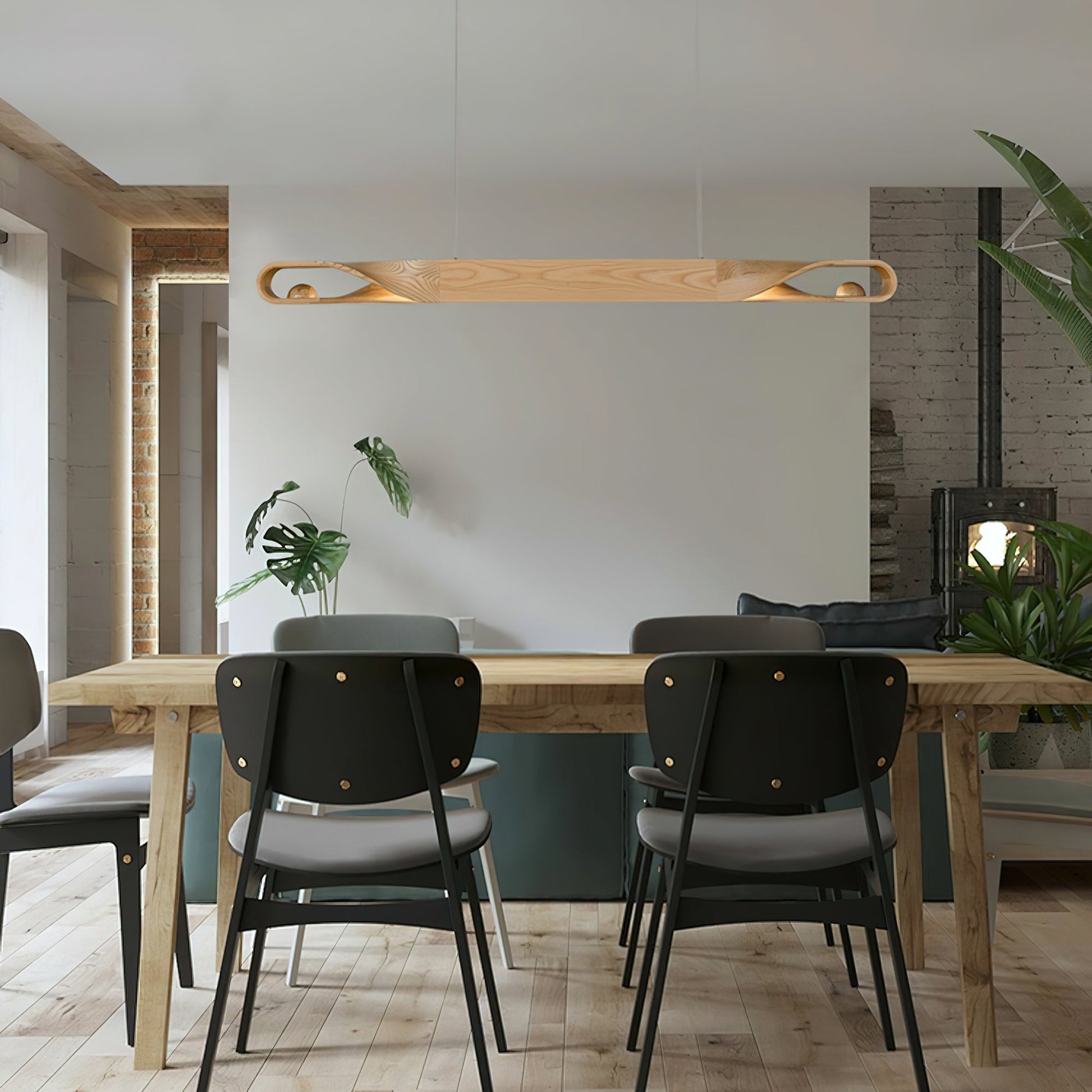 Lemior Pendant Lamp Wood Curved Minimalist-Neutral Decor