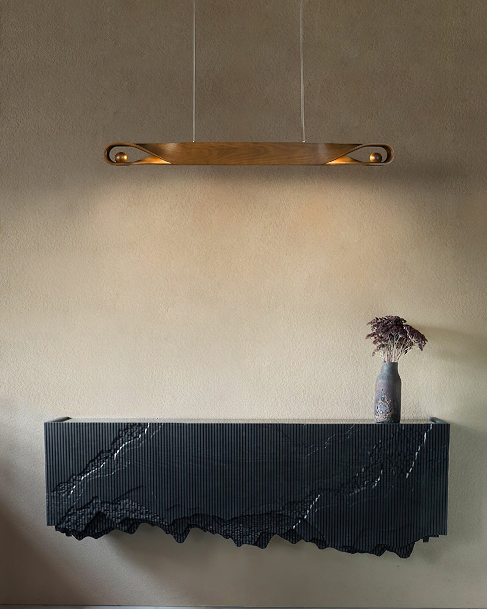 Lemior Pendant Lamp Wood Curved Minimalist-Neutral Decor