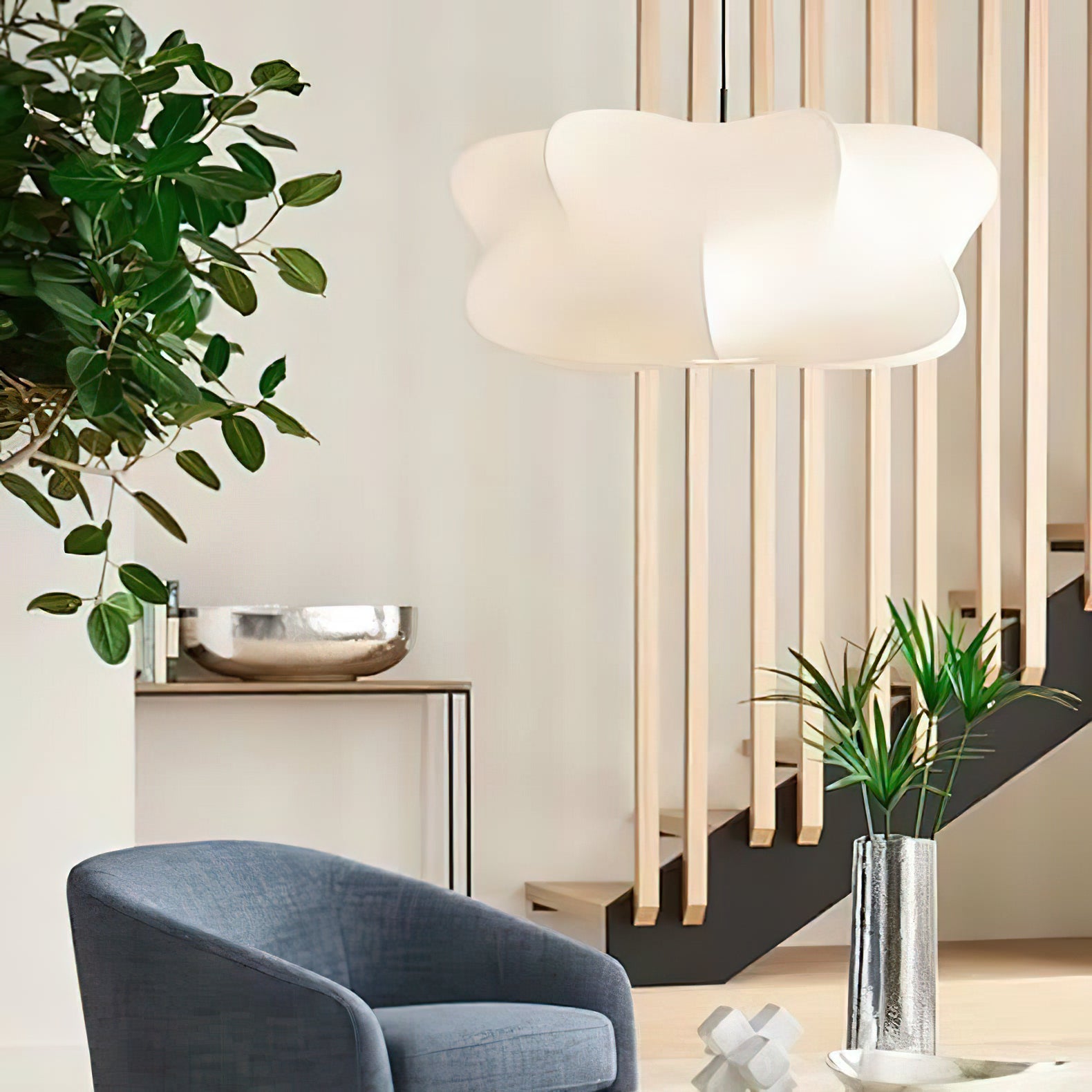 Bibi Cloudy Decorative Silk Pendant Swag Light-Neutral Decor