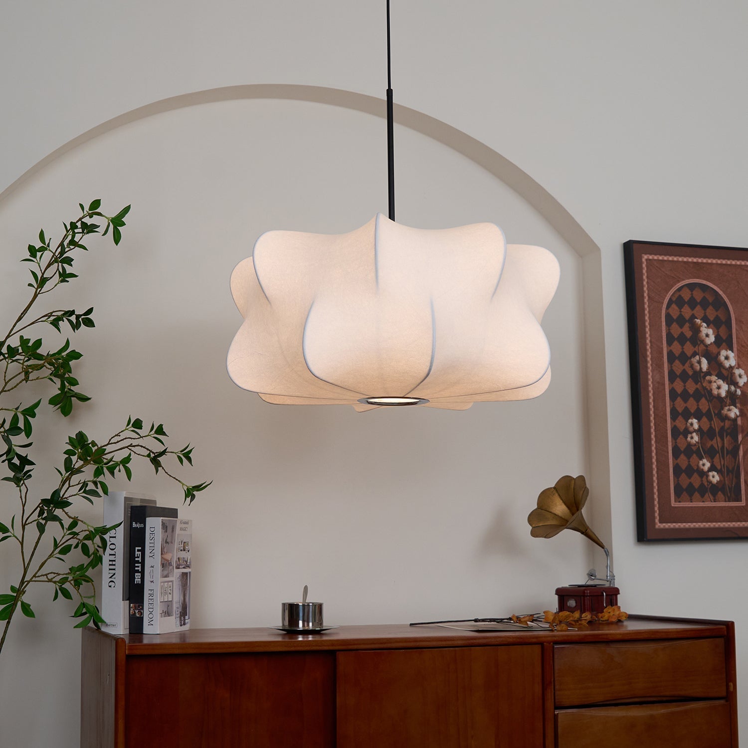 Bibi Cloudy Decorative Silk Pendant Swag Light-Neutral Decor