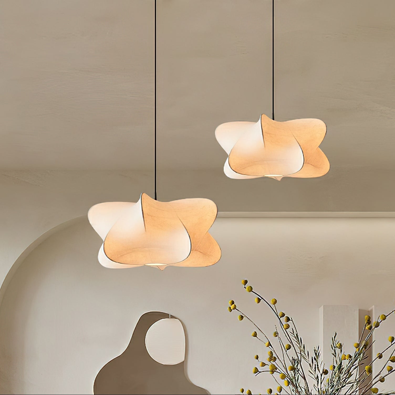 Bibi Cloudy Decorative Silk Pendant Swag Light-Neutral Decor