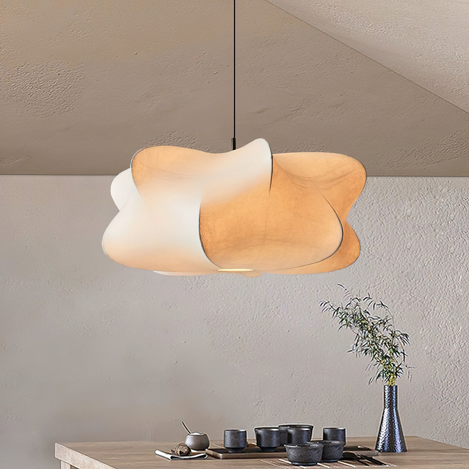 Luxe Silk Contemporary Pendant Light-Neutral Decor