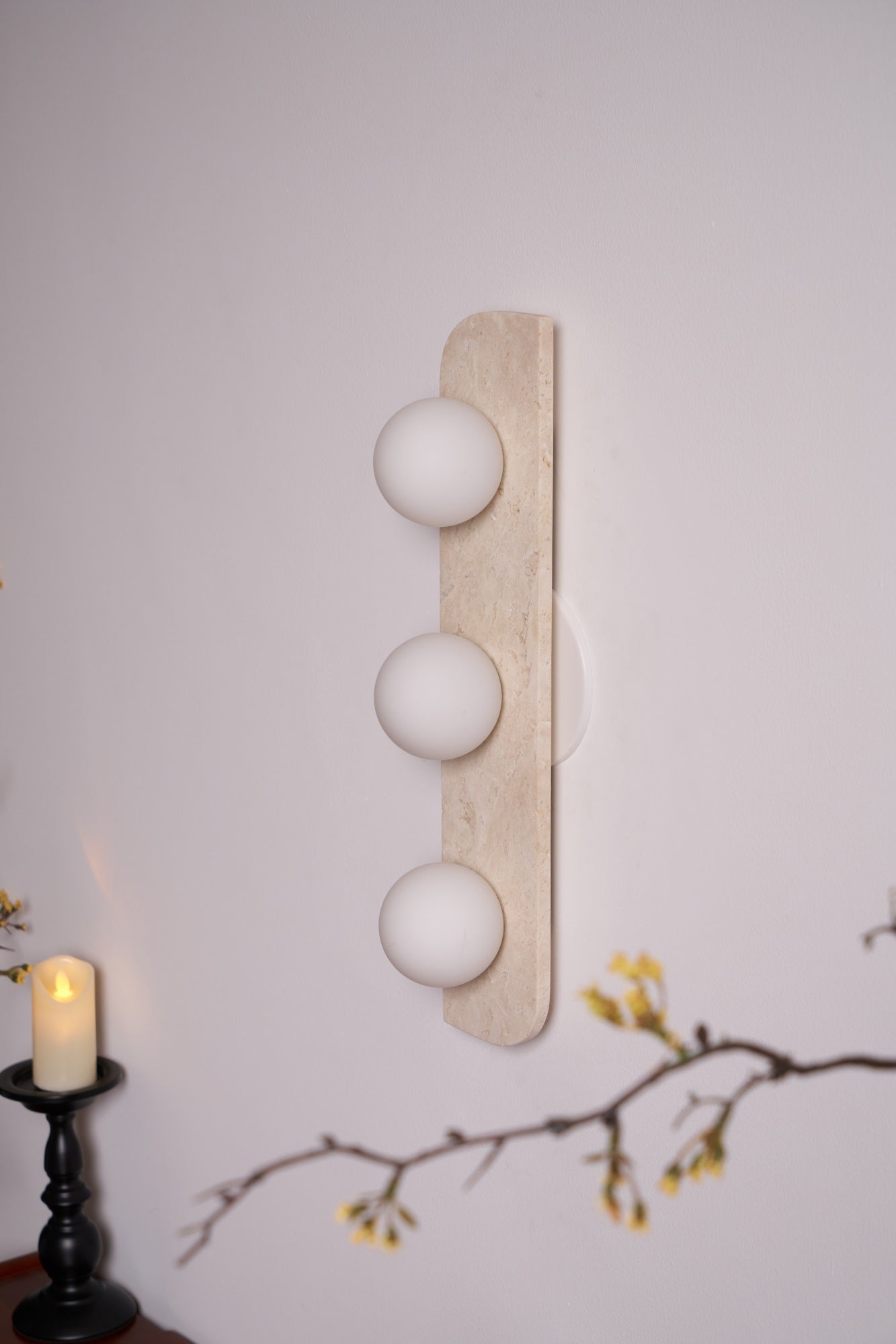 Hanlo Minimalist Travertine Plug-In Wall Light-Neutral Decor