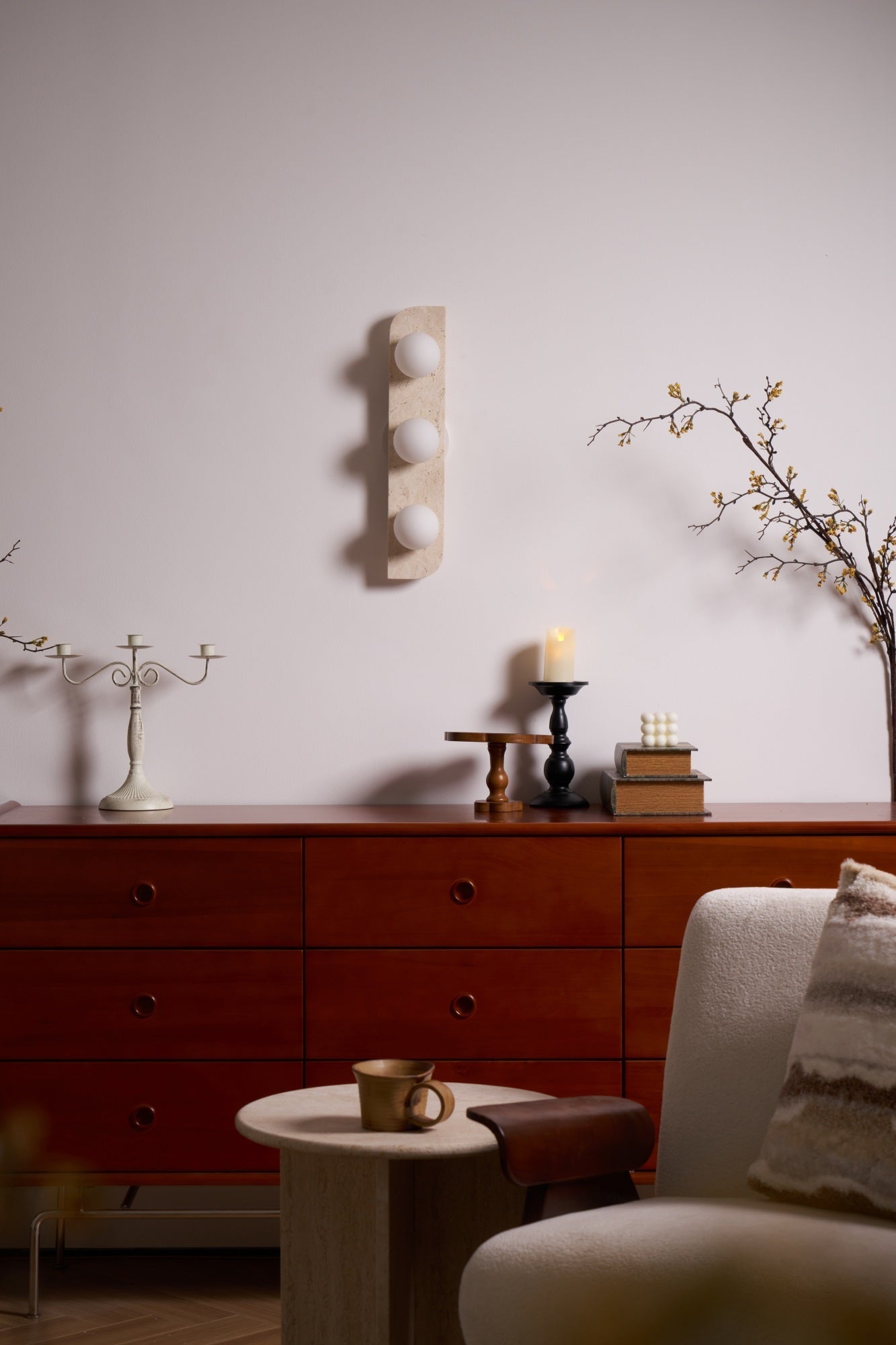 Hanlo Minimalist Travertine Plug-In Wall Light-Neutral Decor