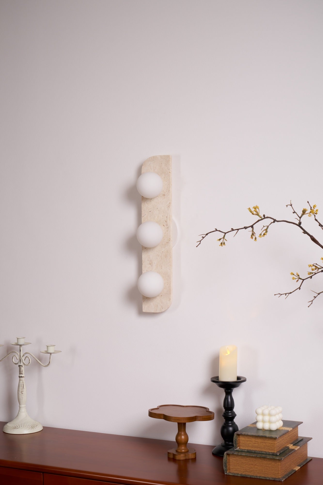 Hanlo Minimalist Travertine Plug-In Wall Light-Neutral Decor