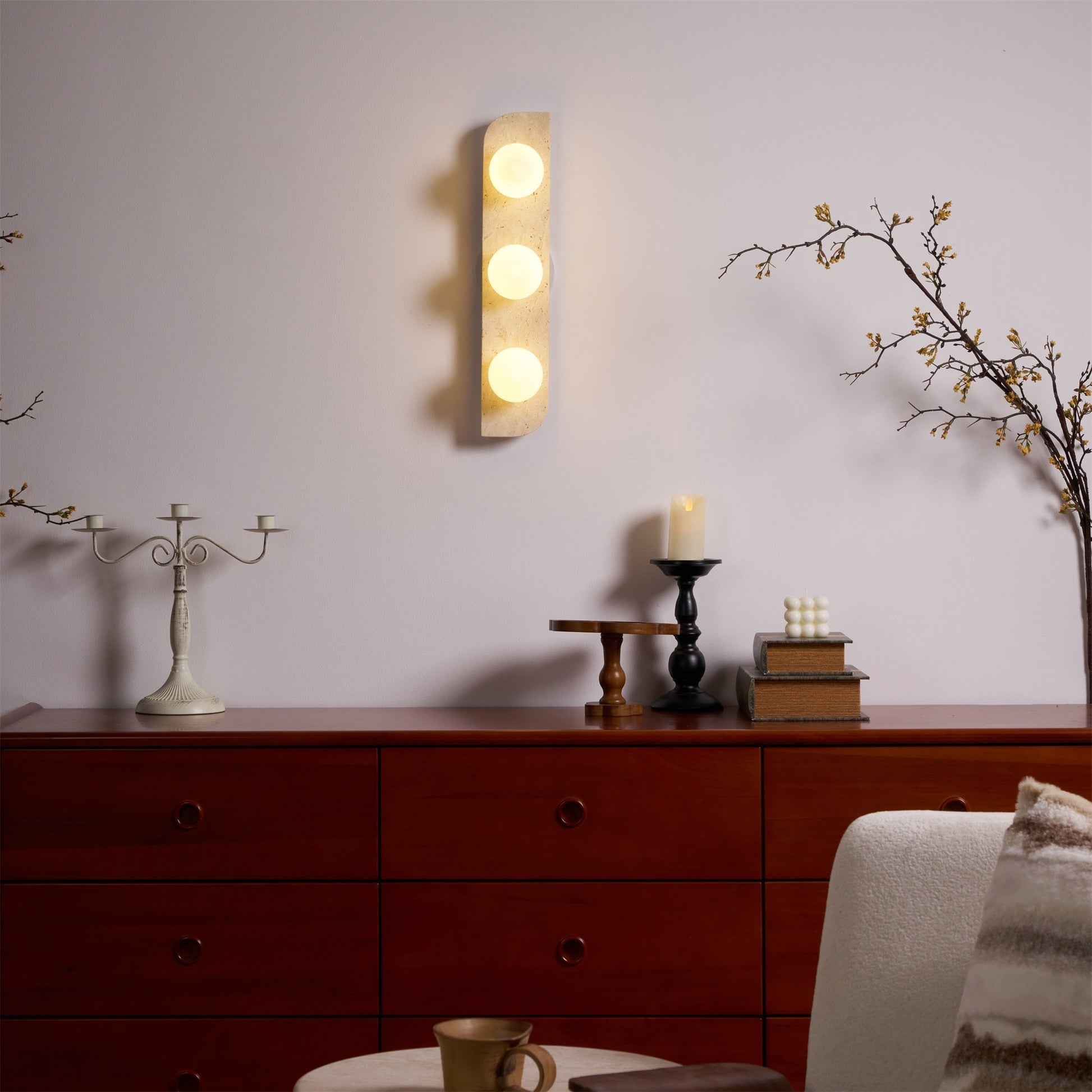 Hanlo Minimalist Travertine Plug-In Wall Light-Neutral Decor