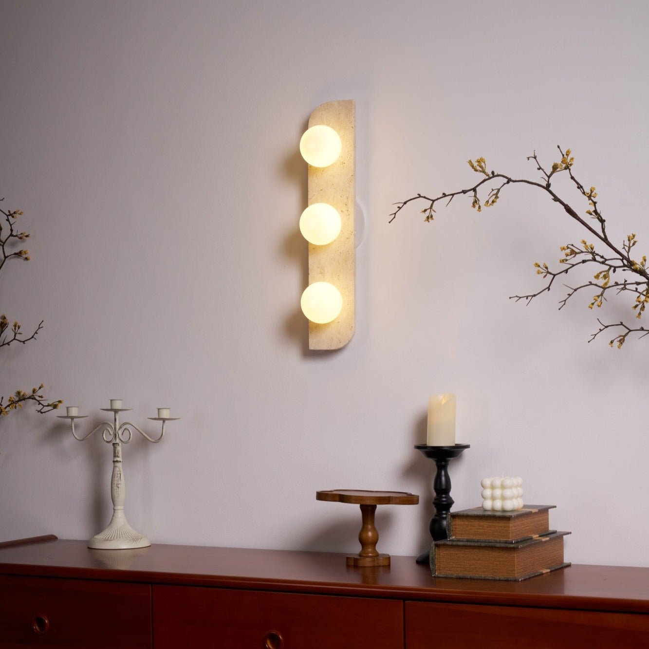 Hanlo Minimalist Travertine Plug-In Wall Light-Neutral Decor