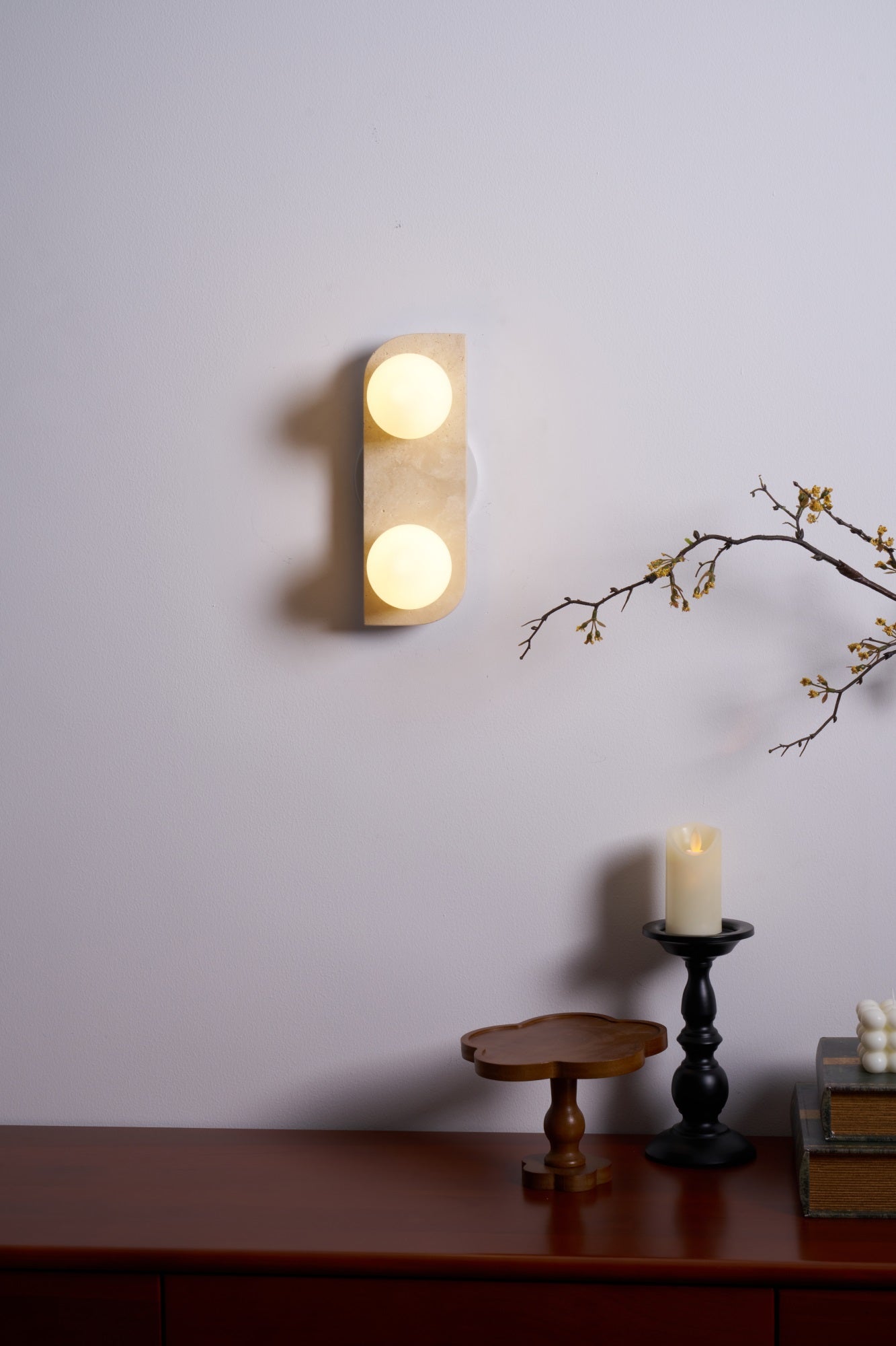 Hanlo Minimalist Travertine Plug-In Wall Light-Neutral Decor