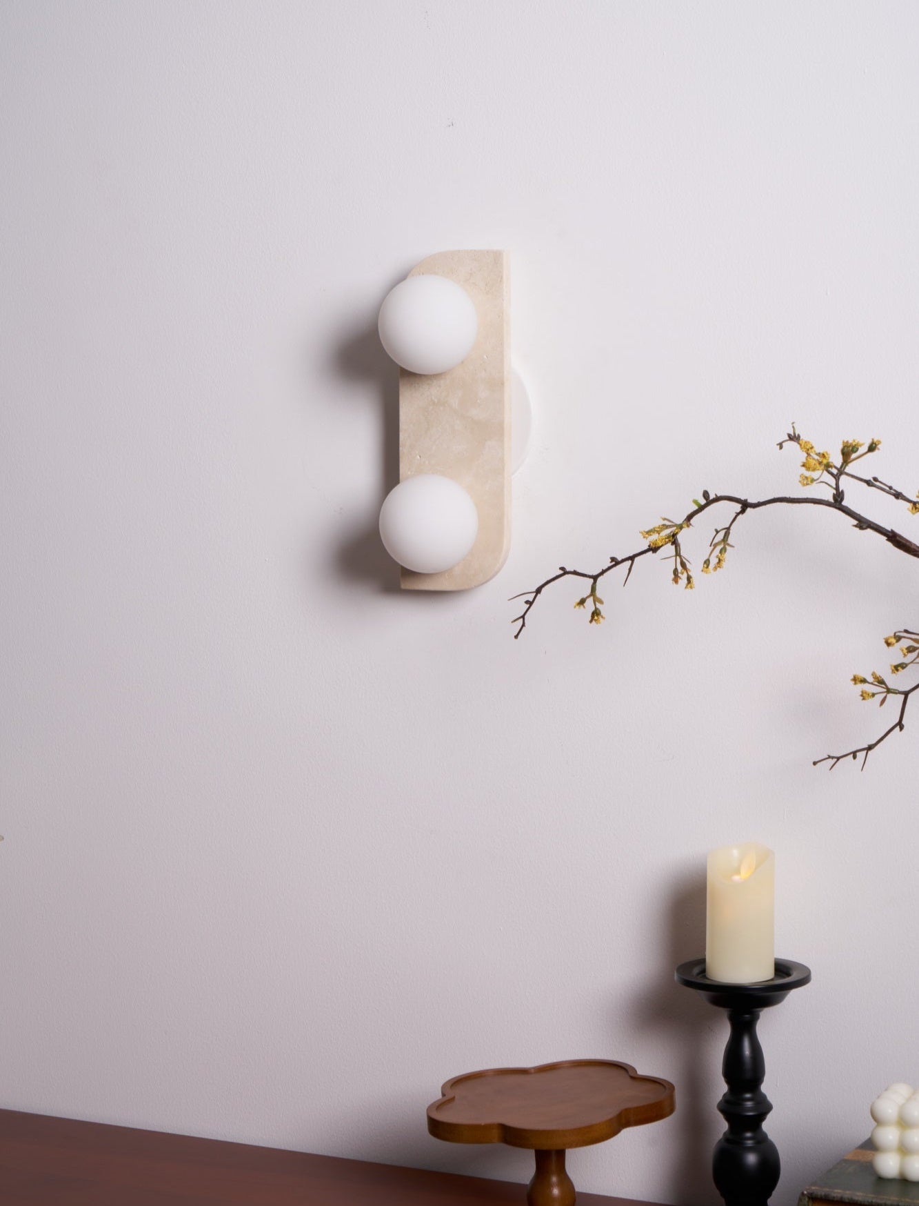 Hanlo Minimalist Travertine Plug-In Wall Light-Neutral Decor
