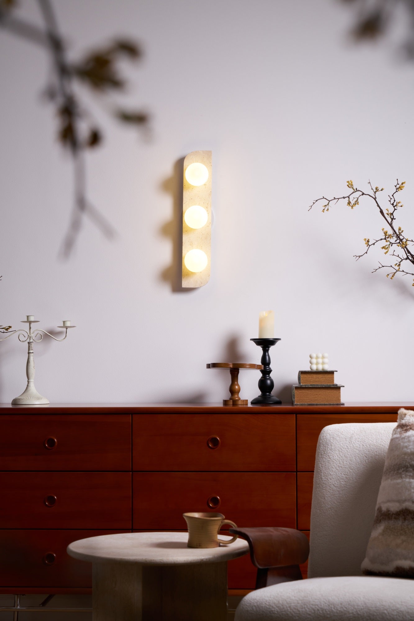 Hanlo Minimalist Travertine Plug-In Wall Light-Neutral Decor