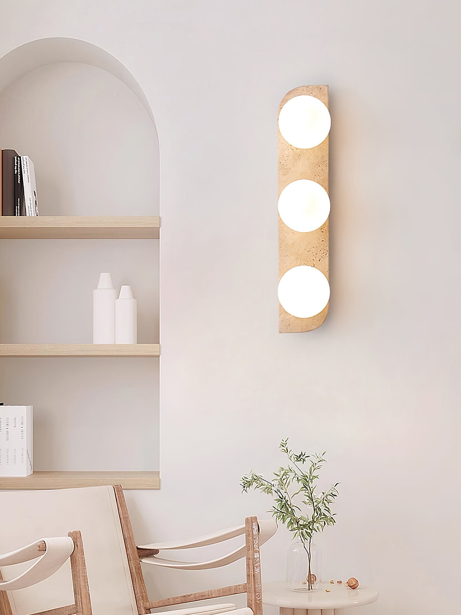 Hanlo Minimalist Travertine Plug-In Wall Light-Neutral Decor