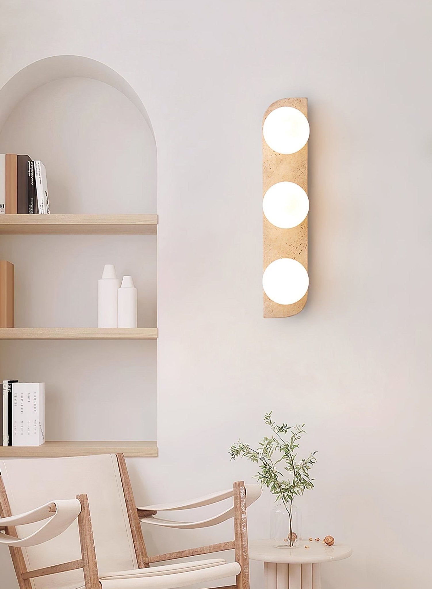 Hanlo Minimalist Travertine Plug-In Wall Light-Neutral Decor