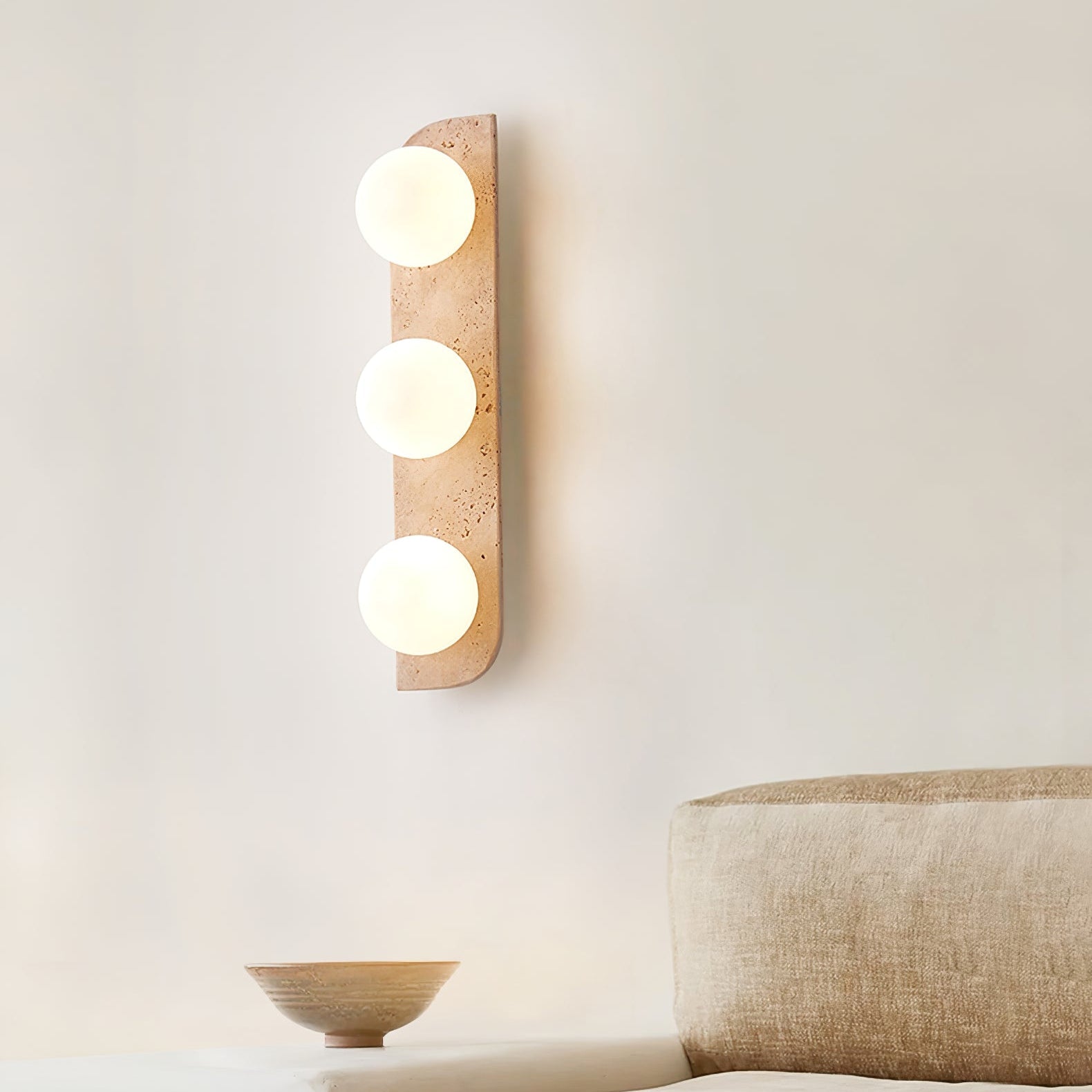 Hanlo Minimalist Travertine Plug-In Wall Light-Neutral Decor