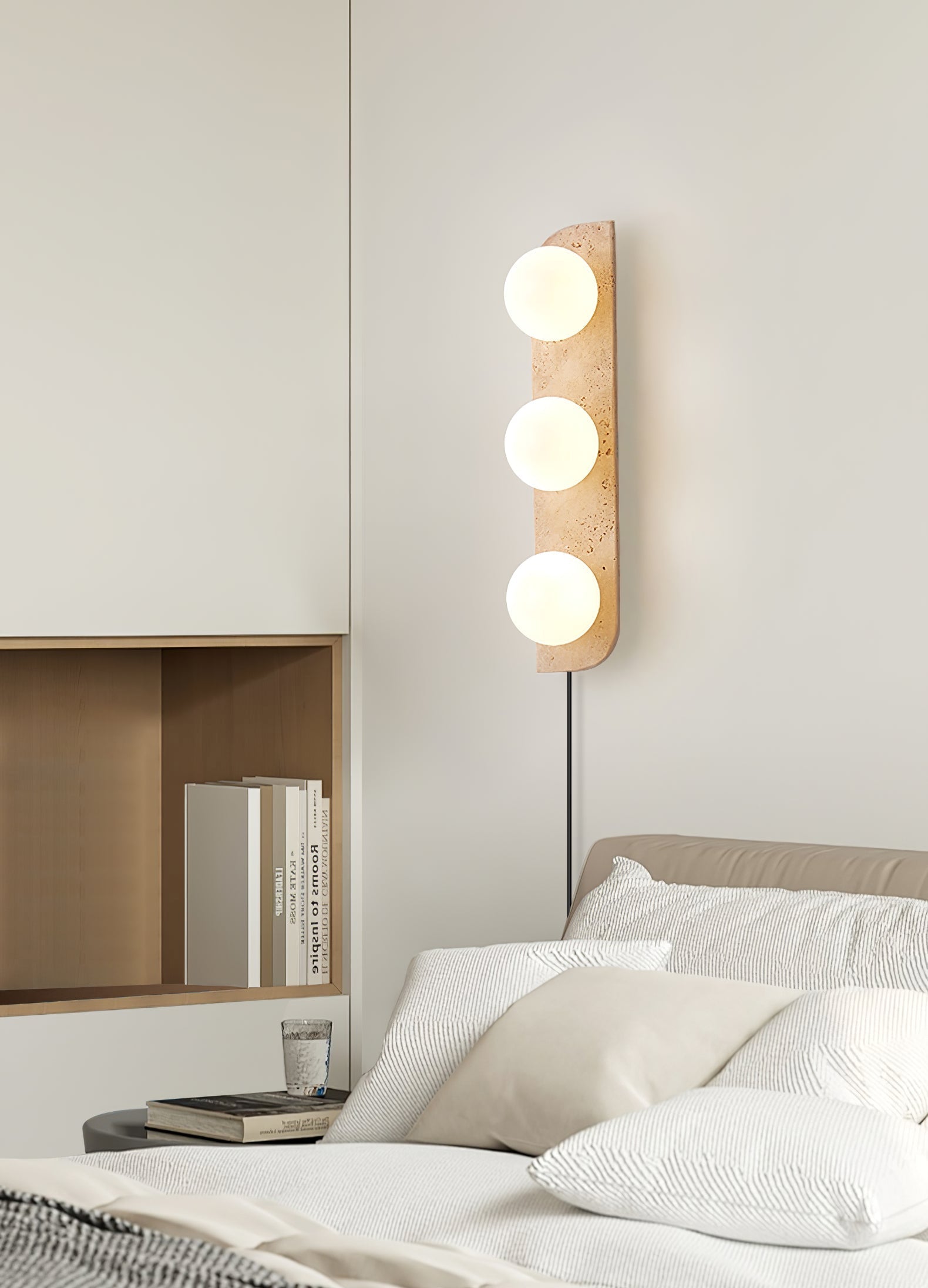 Hanlo Minimalist Travertine Plug-In Wall Light-Neutral Decor