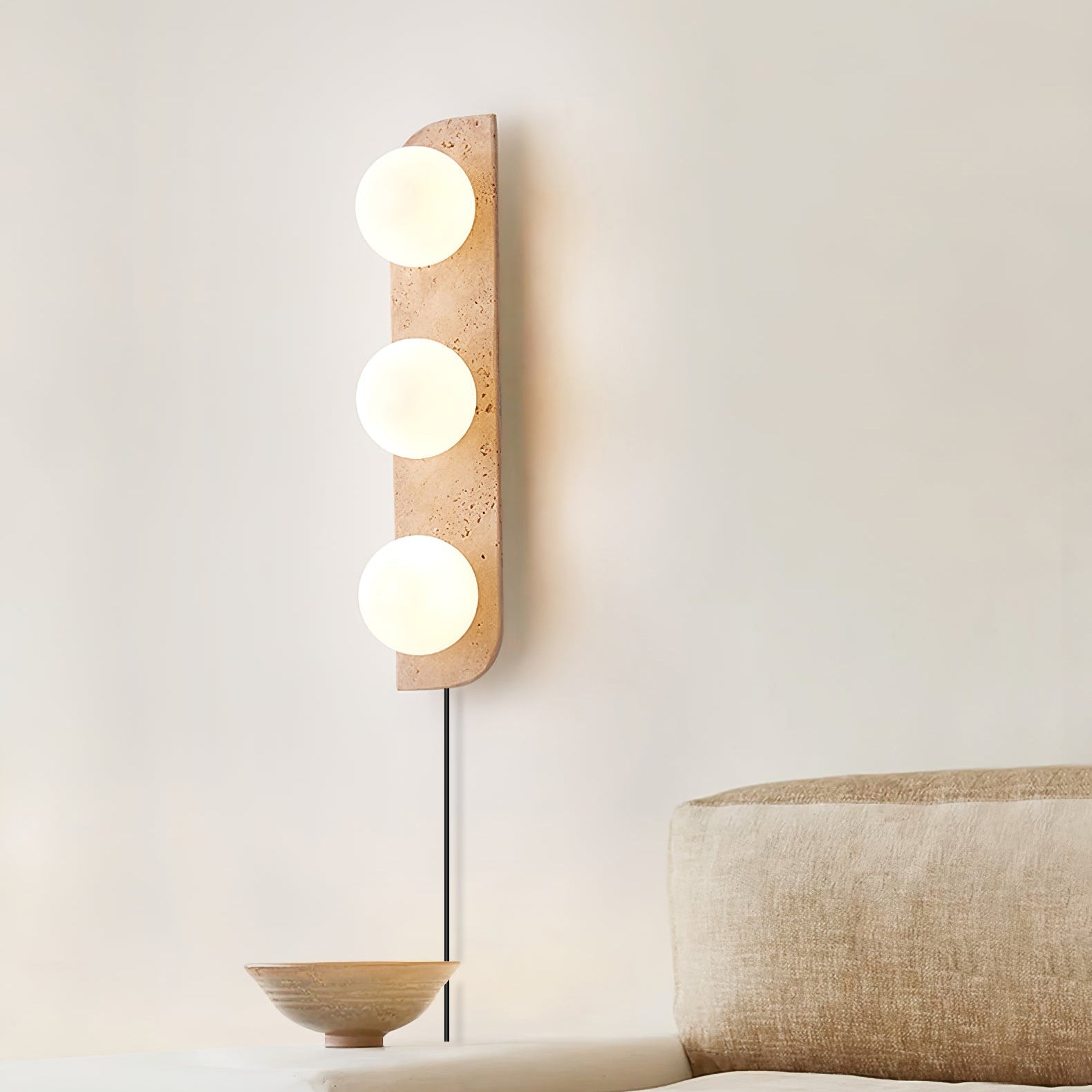 Hanlo Minimalist Travertine Plug-In Wall Light-Neutral Decor