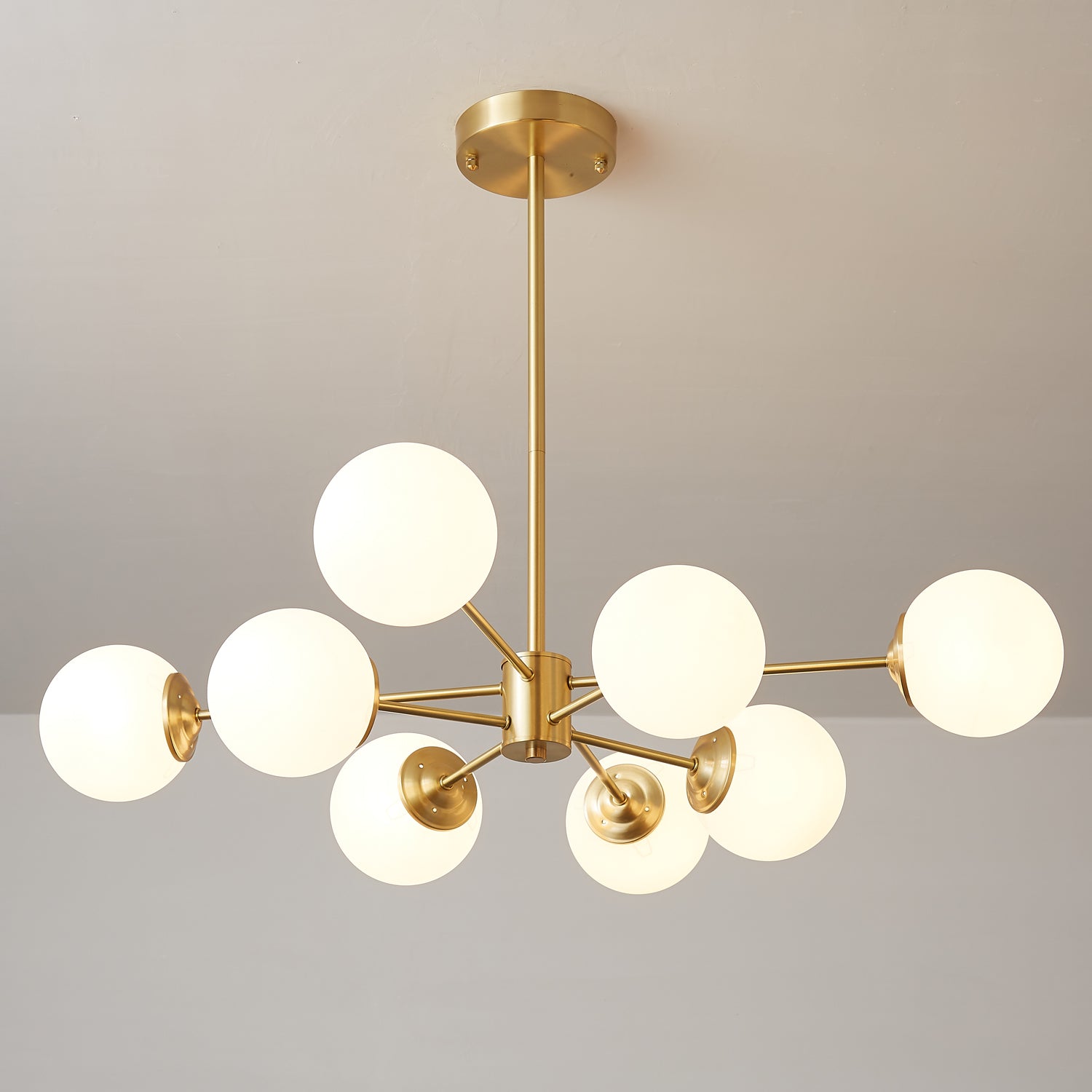 Lustra Chandelier Elysium Brass Frosted Glass Orbs-Neutral Decor