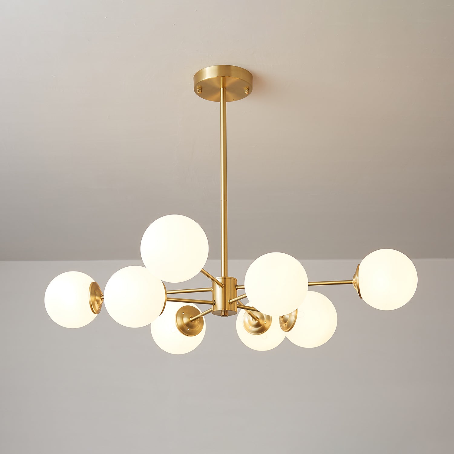 Lustra Chandelier Elysium Brass Frosted Glass Orbs-Neutral Decor