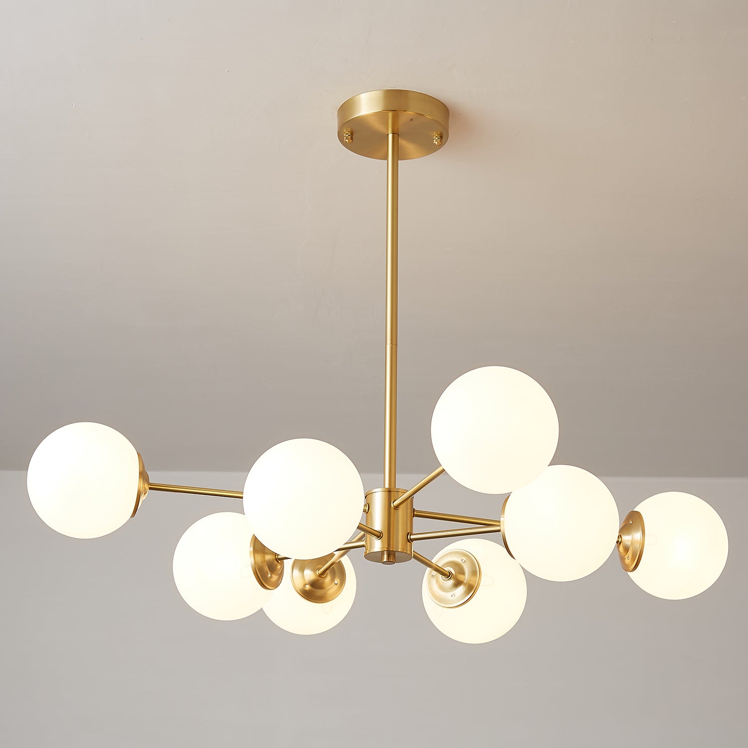 Lustra Chandelier Elysium Brass Frosted Glass Orbs-Neutral Decor