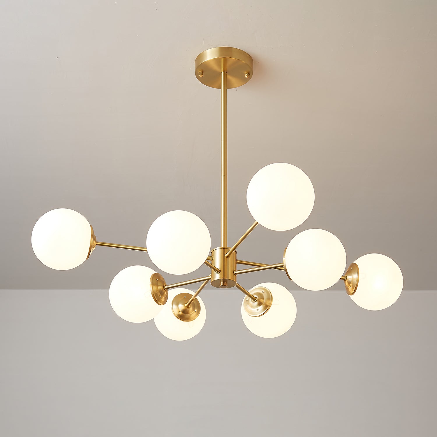 Lustra Chandelier Elysium Brass Frosted Glass Orbs-Neutral Decor
