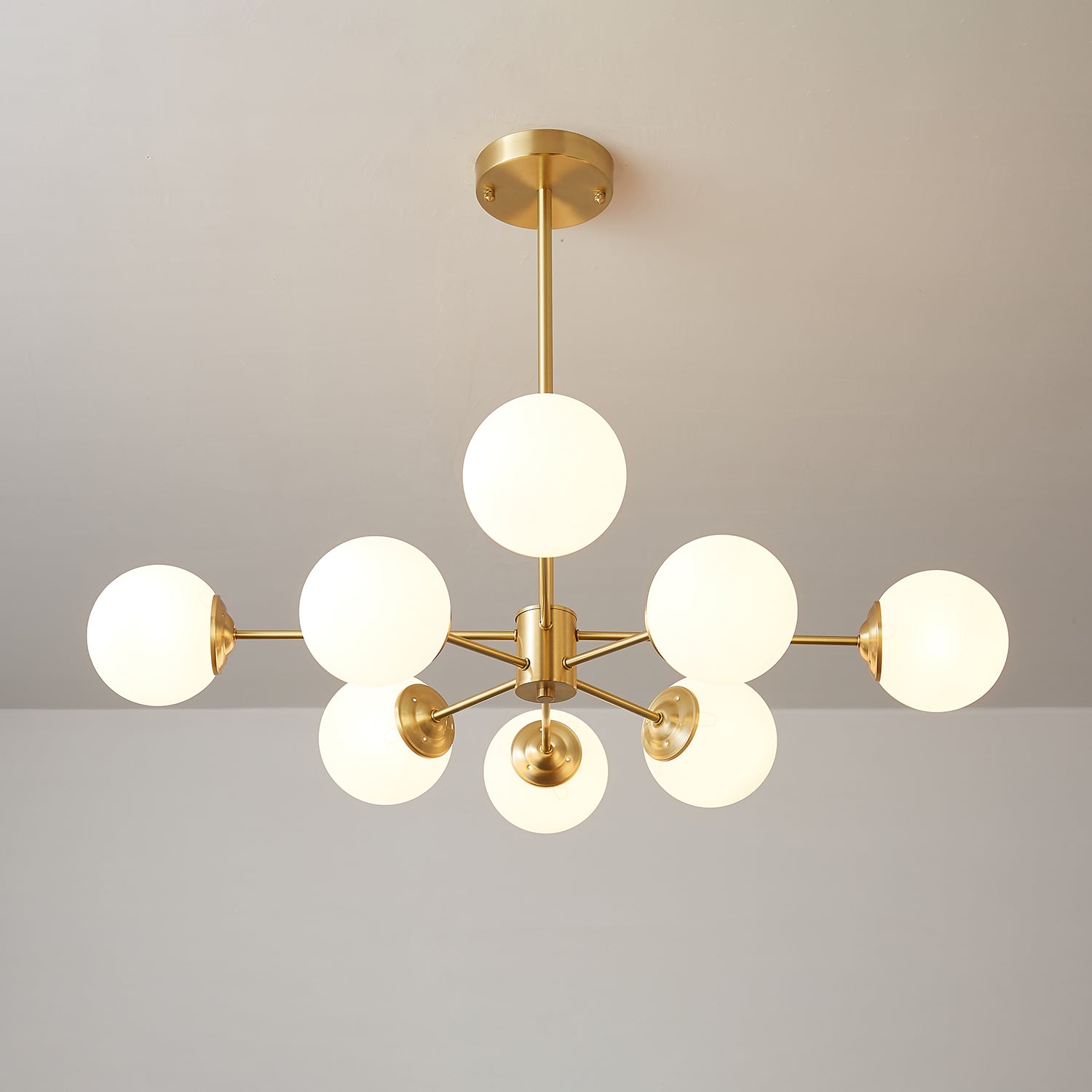Lustra Chandelier Elysium Brass Frosted Glass Orbs-Neutral Decor