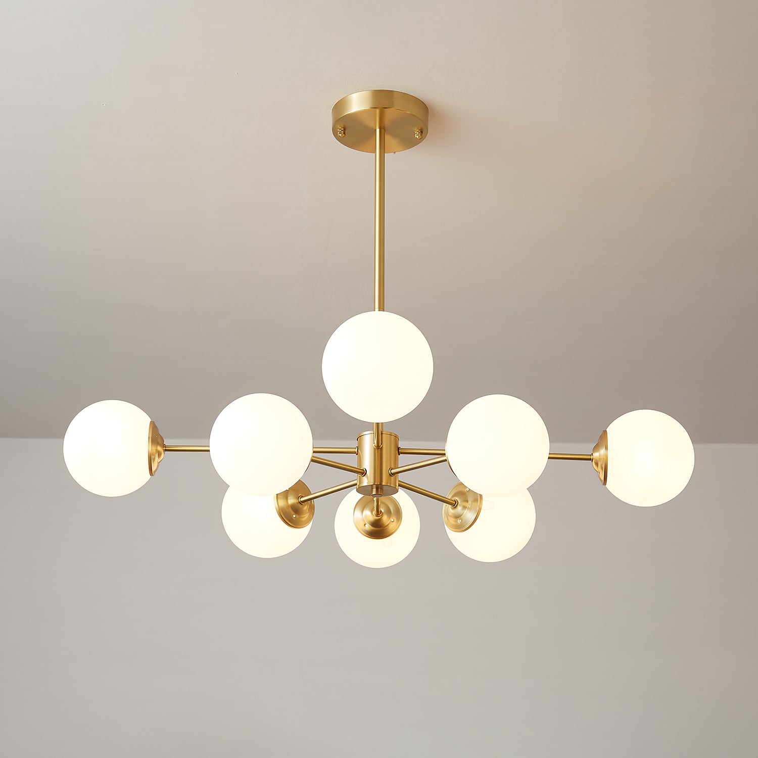 Lustra Chandelier Elysium Brass Frosted Glass Orbs-Neutral Decor