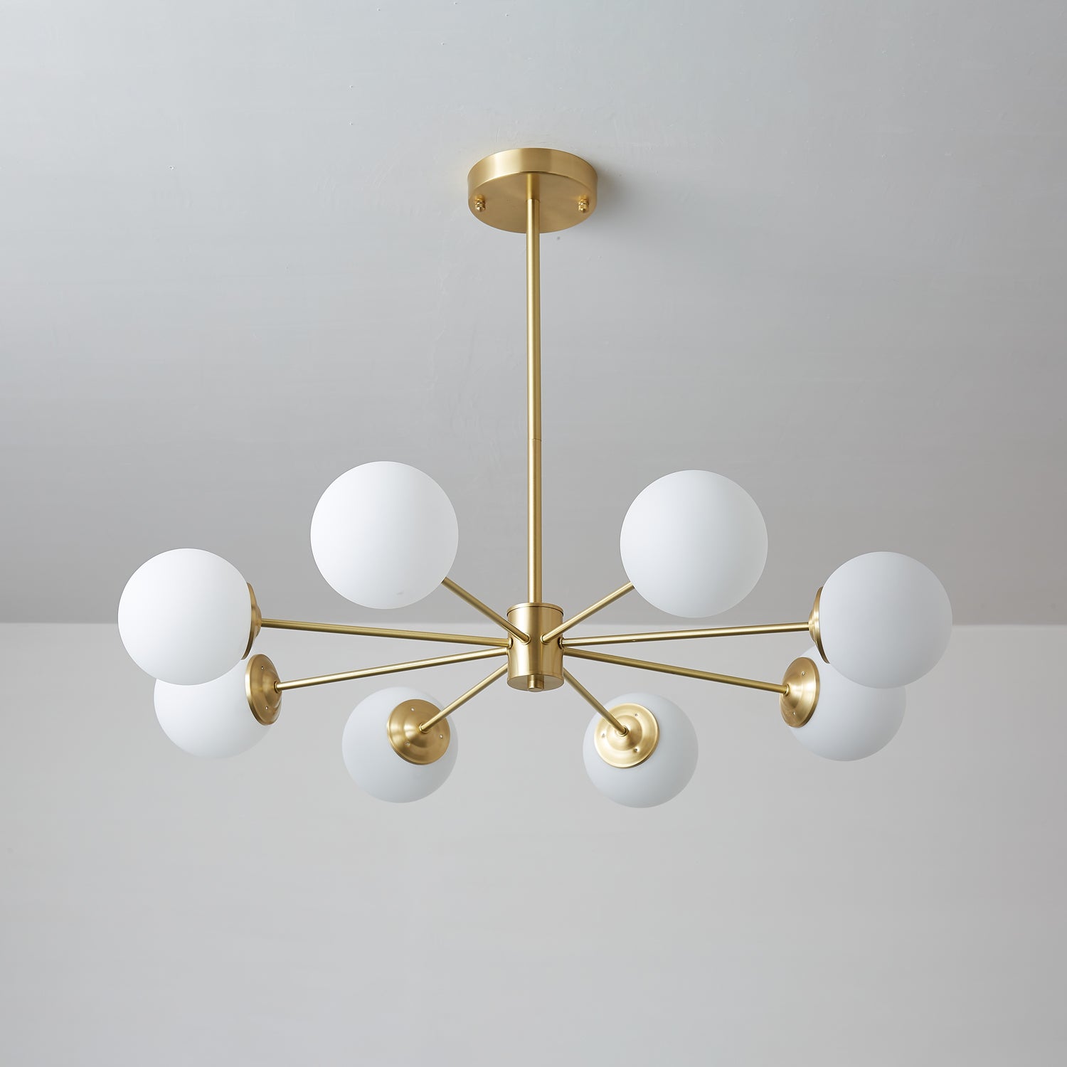 Lustra Chandelier Elysium Brass Frosted Glass Orbs-Neutral Decor
