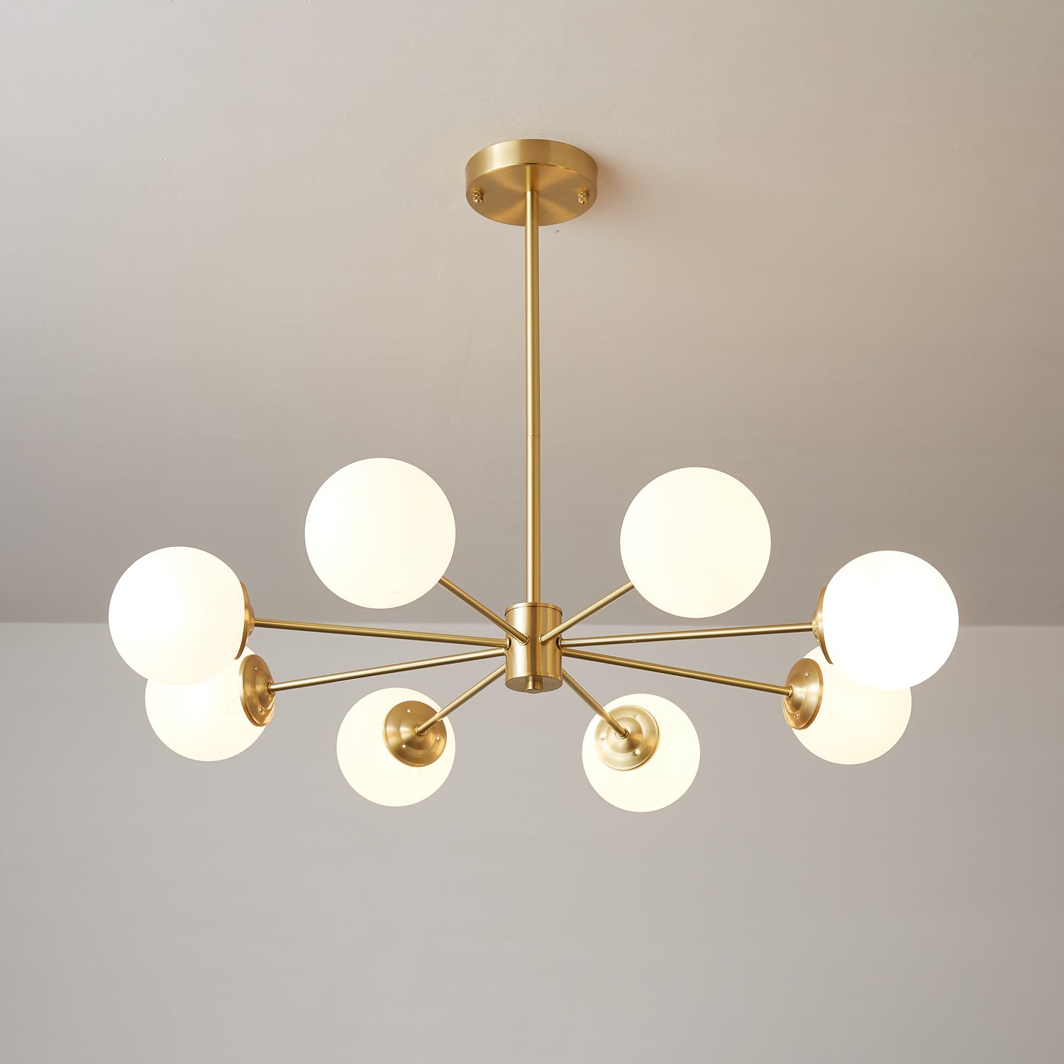 Lustra Chandelier Elysium Brass Frosted Glass Orbs-Neutral Decor