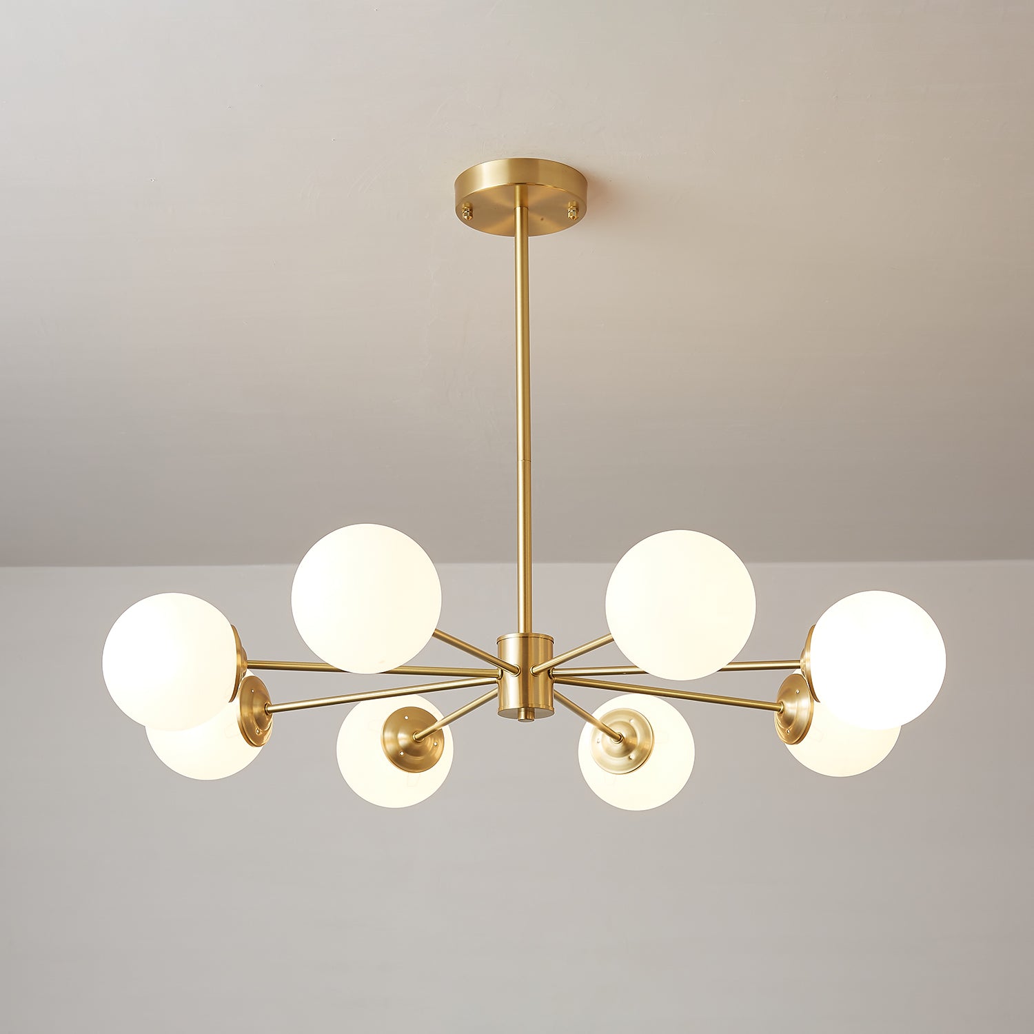 Lustra Chandelier Elysium Brass Frosted Glass Orbs-Neutral Decor