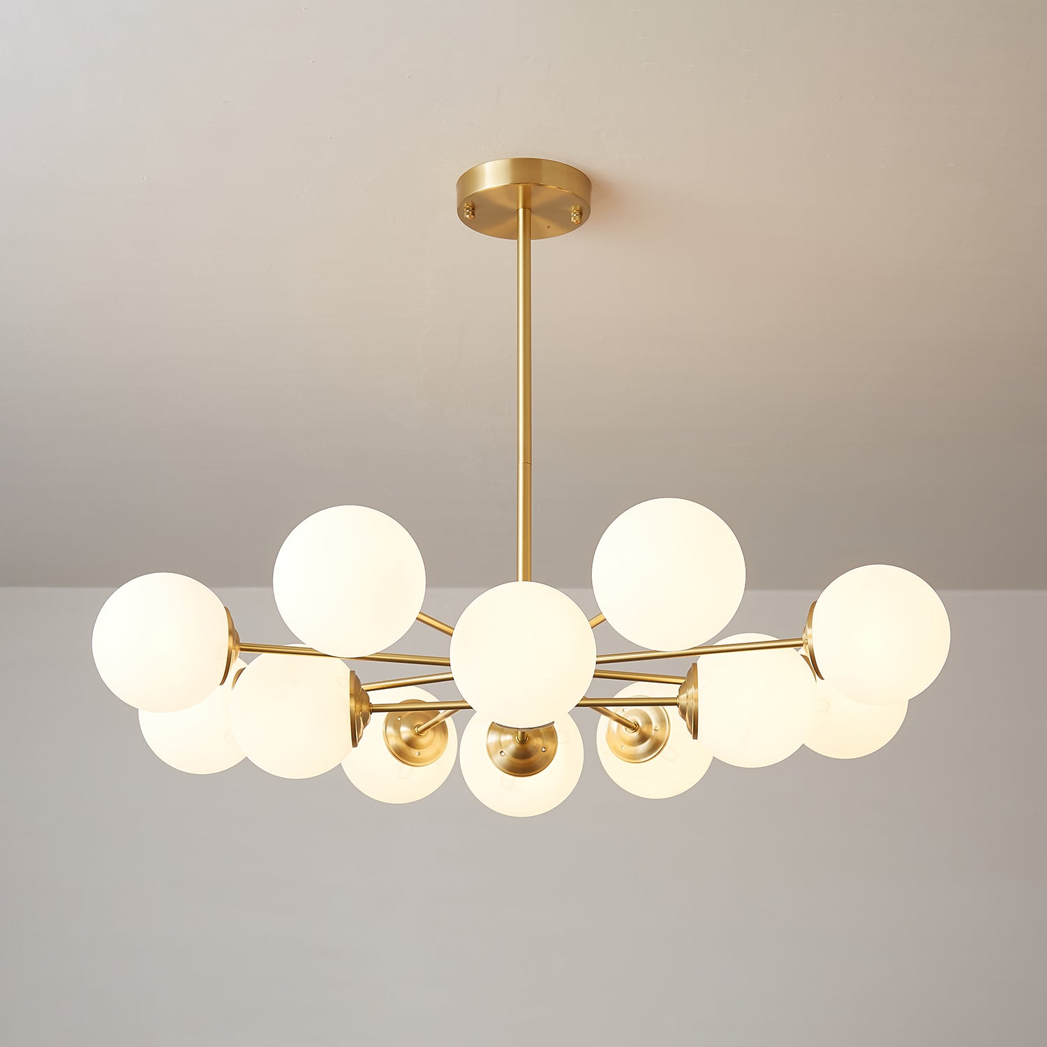 Lustra Chandelier Elysium Brass Frosted Glass Orbs-Neutral Decor