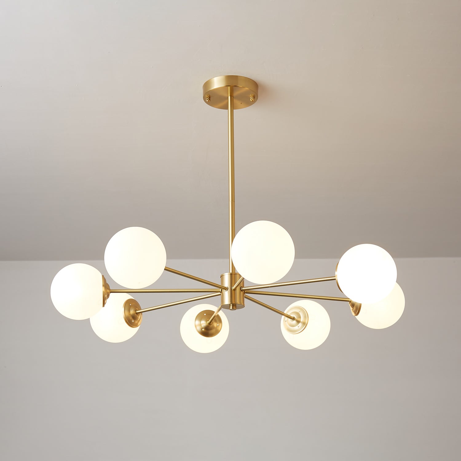 Lustra Chandelier Elysium Brass Frosted Glass Orbs-Neutral Decor