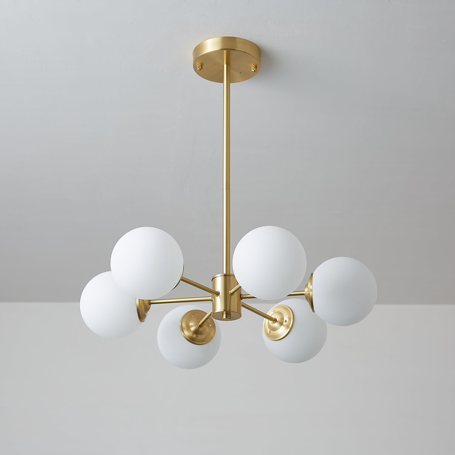 Lustra Chandelier Elysium Brass Frosted Glass Orbs-Neutral Decor