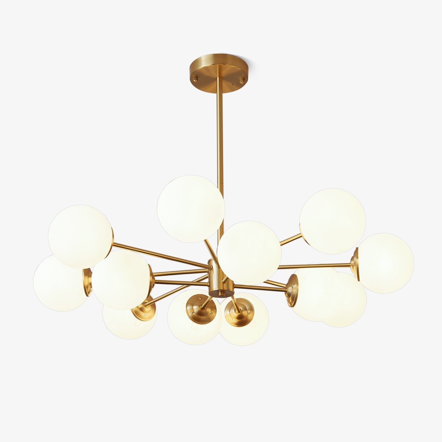 Lustra Chandelier Elysium Brass Frosted Glass Orbs-Neutral Decor