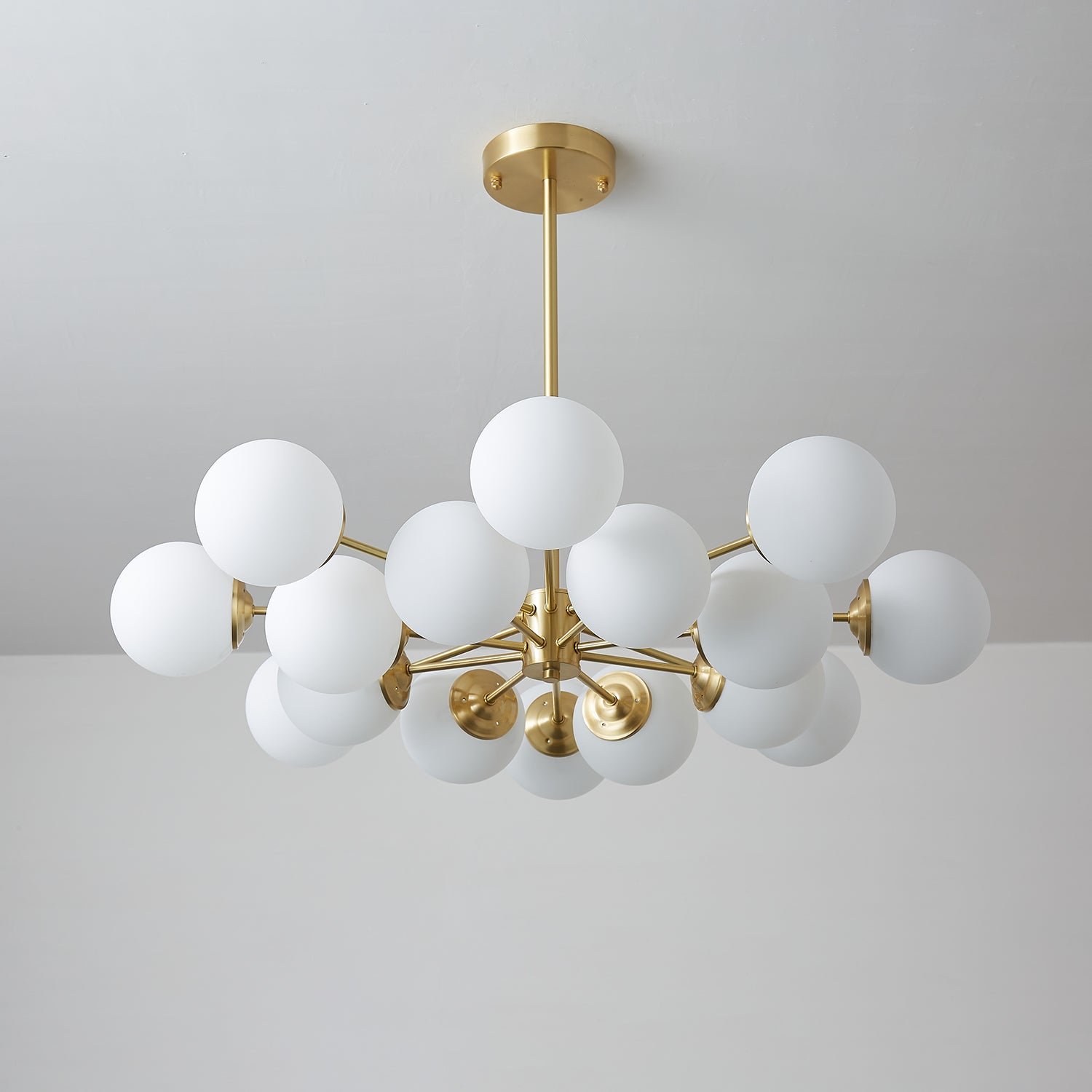 Lustra Chandelier Elysium Brass Frosted Glass Orbs-Neutral Decor