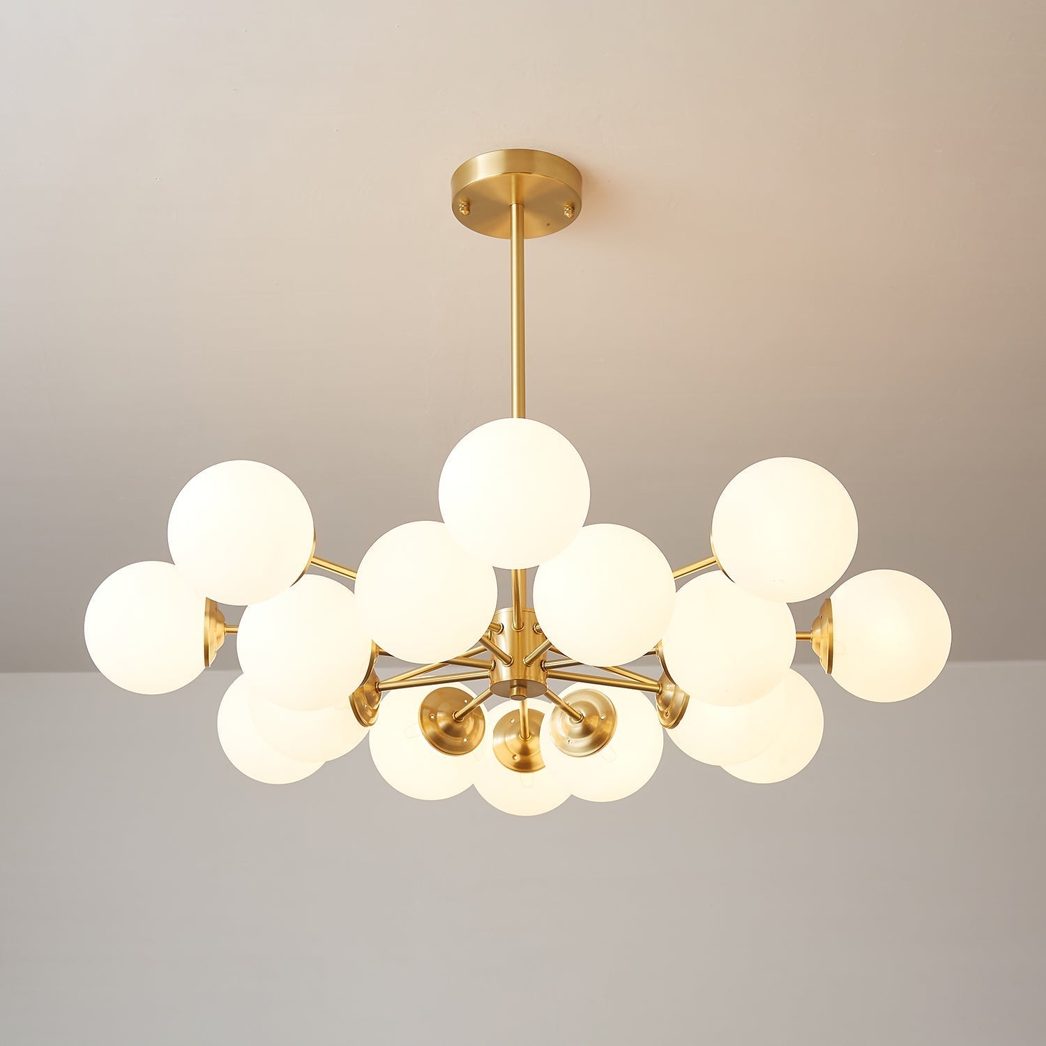 Lustra Chandelier Elysium Brass Frosted Glass Orbs-Neutral Decor