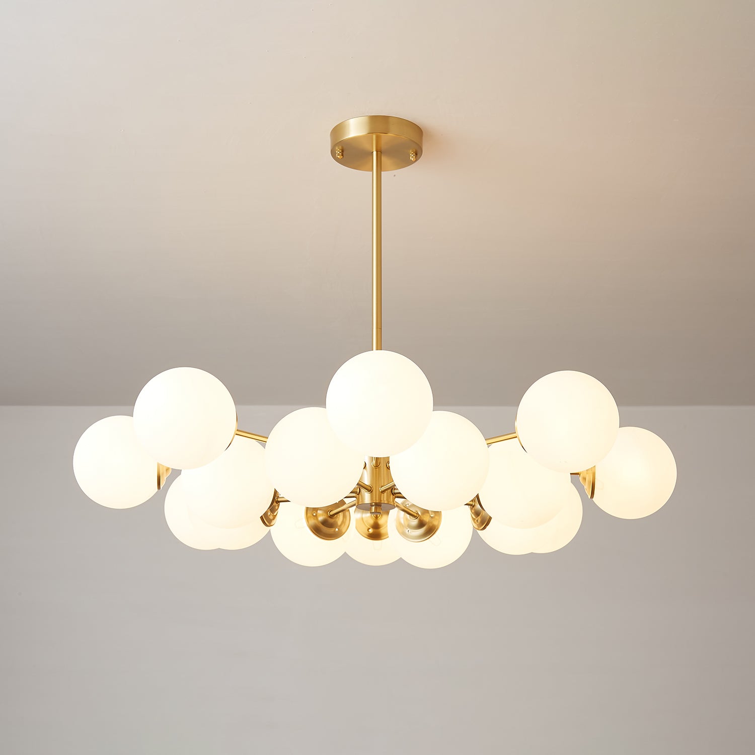 Lustra Chandelier Elysium Brass Frosted Glass Orbs-Neutral Decor