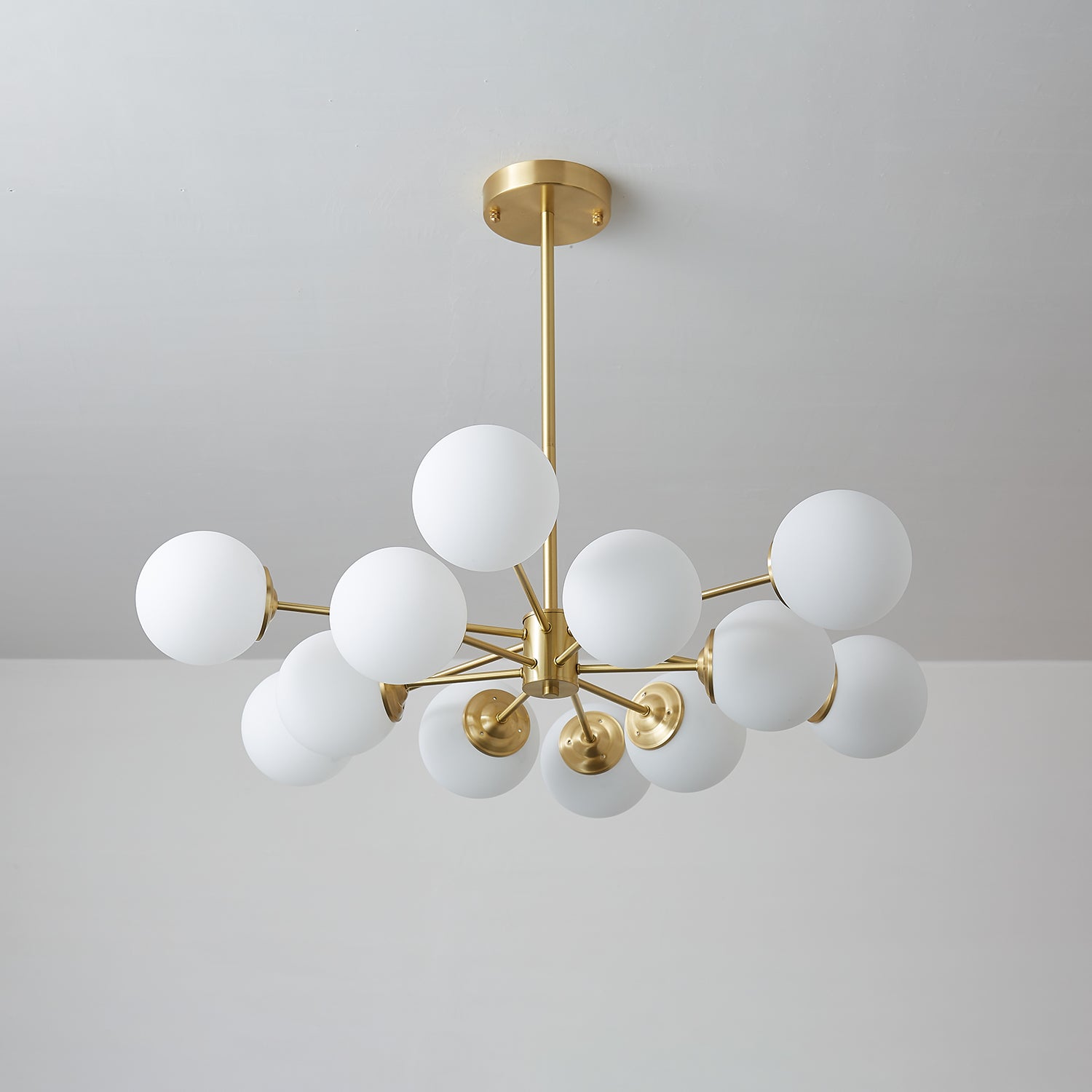 Lustra Chandelier Elysium Brass Frosted Glass Orbs-Neutral Decor