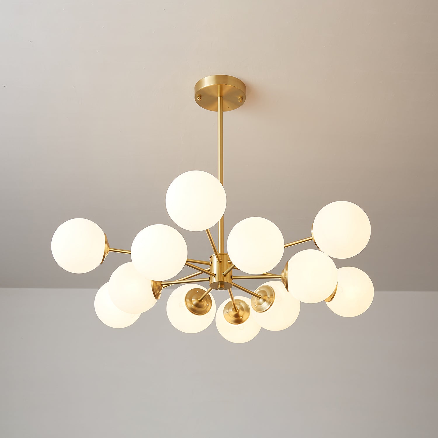Lustra Chandelier Elysium Brass Frosted Glass Orbs-Neutral Decor