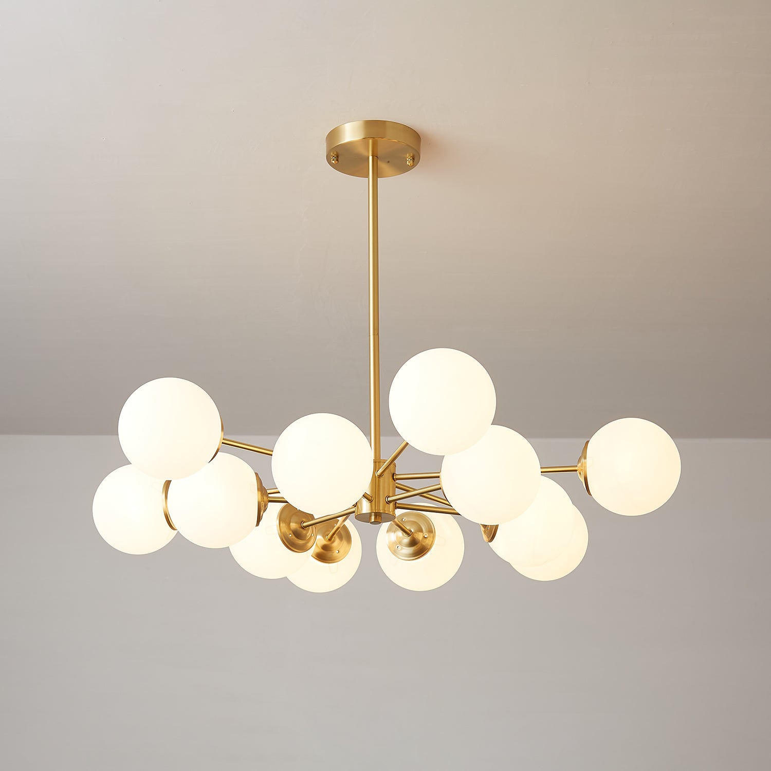 Lustra Chandelier Elysium Brass Frosted Glass Orbs-Neutral Decor